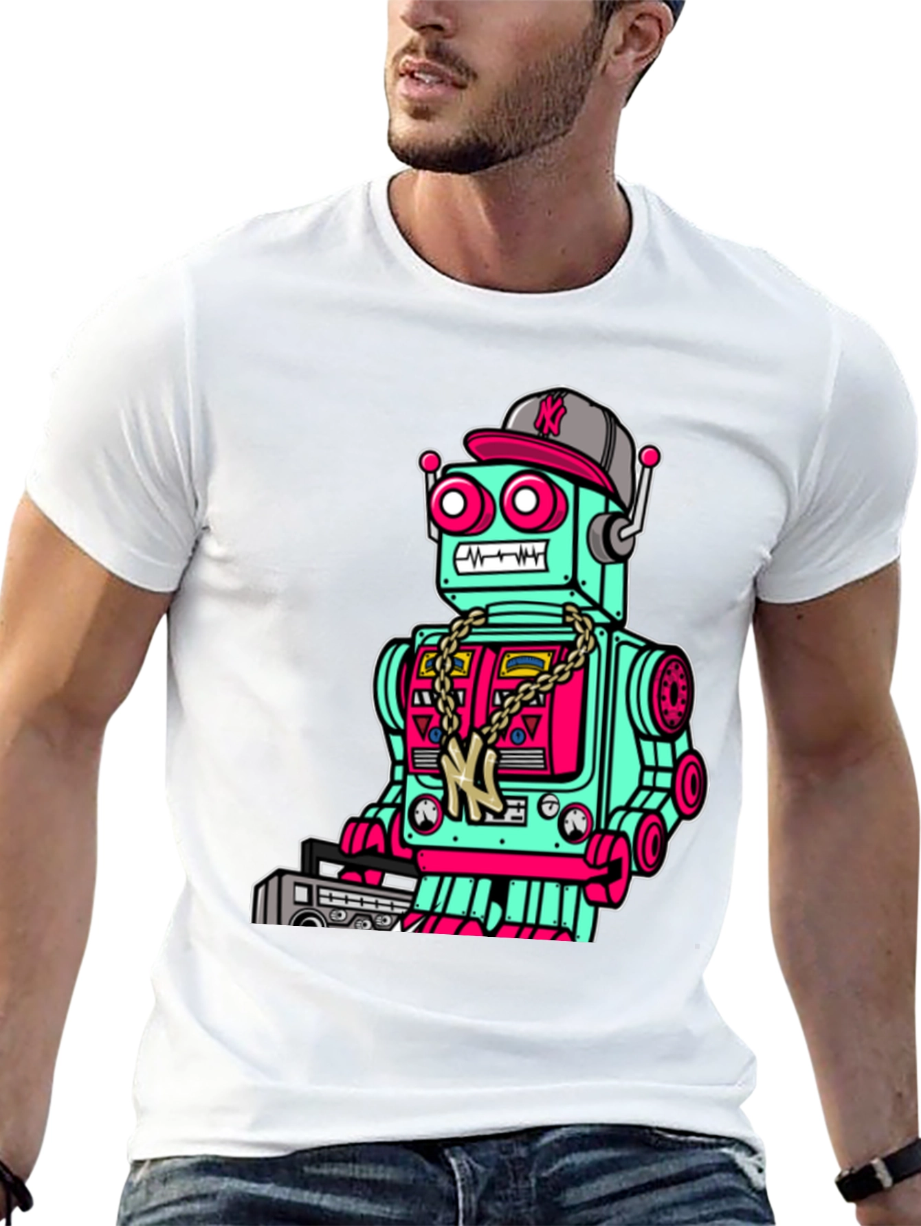Robot Graphic Tee - Black