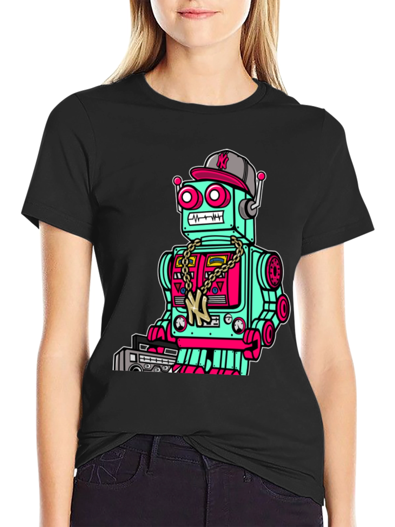 Robot Graphic Tee - Black
