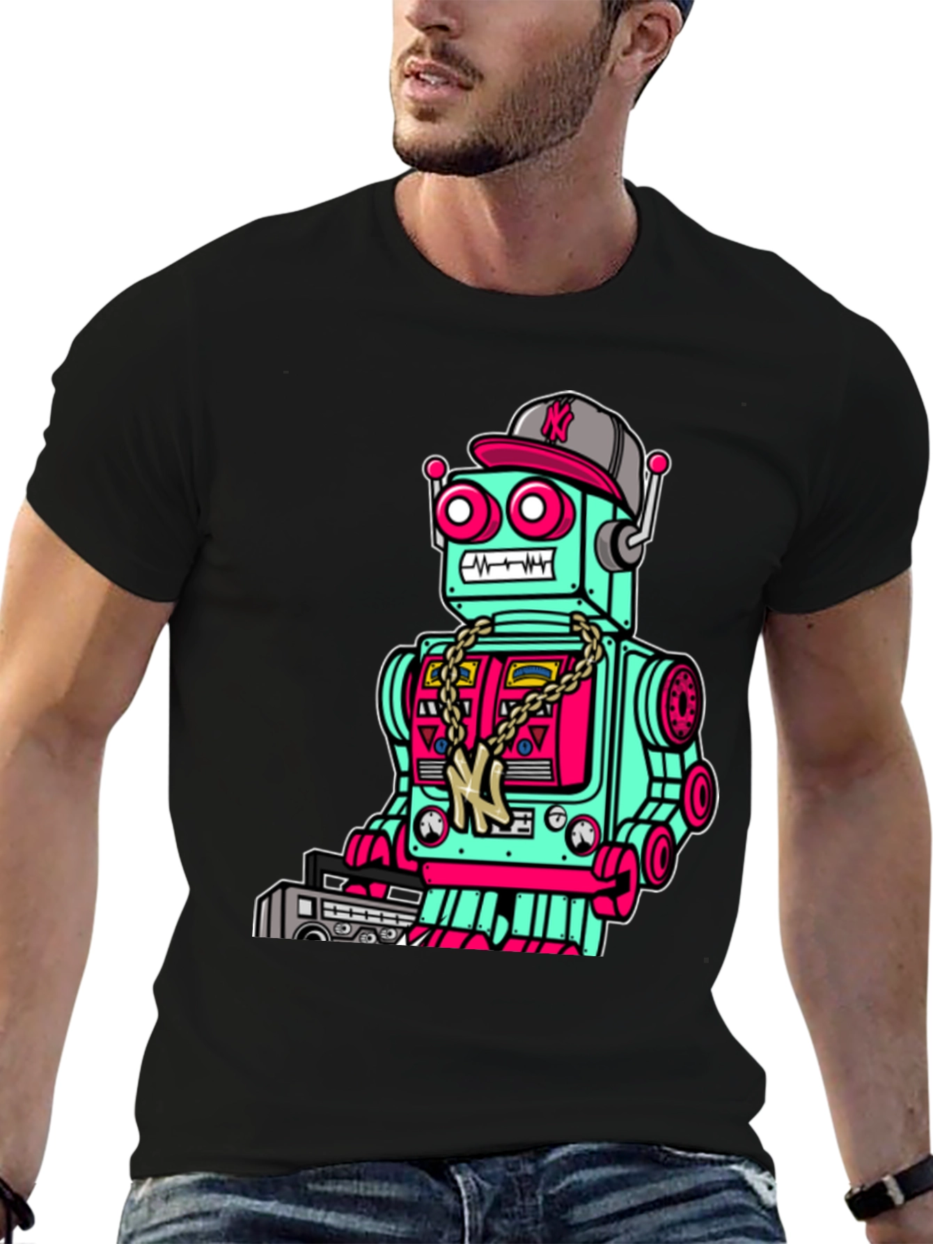 Robot Graphic Tee - Black