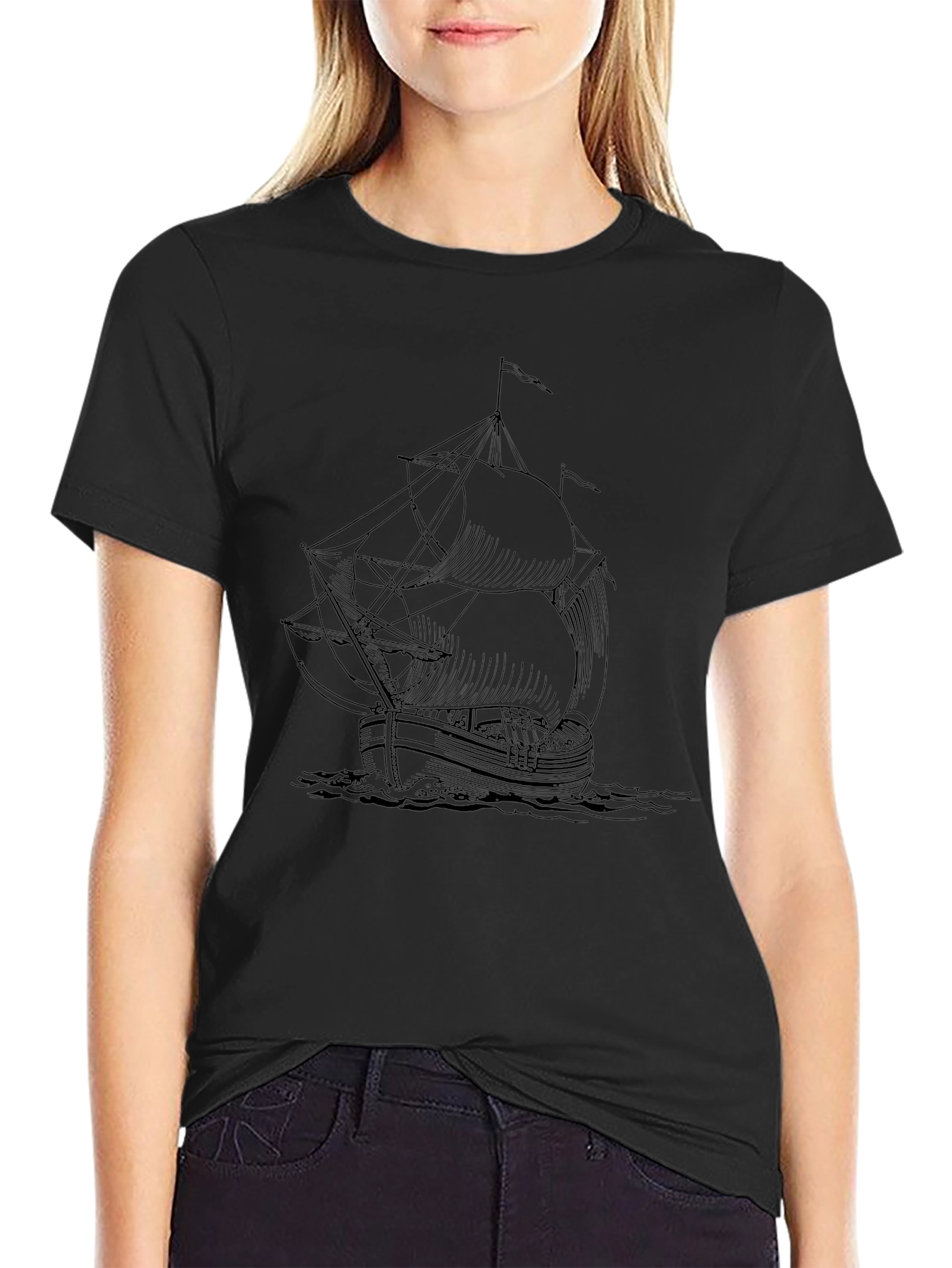 Black Ship Graphic Tee - Mens Short Sleeve