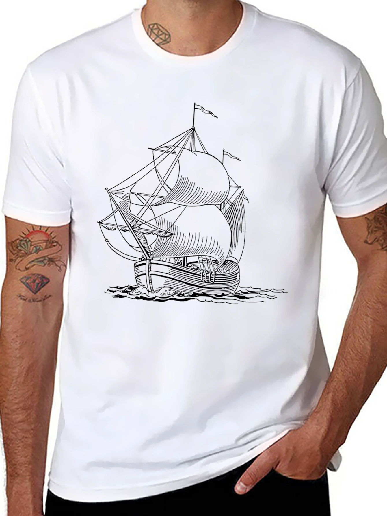 Black Ship Graphic Tee - Mens Short Sleeve