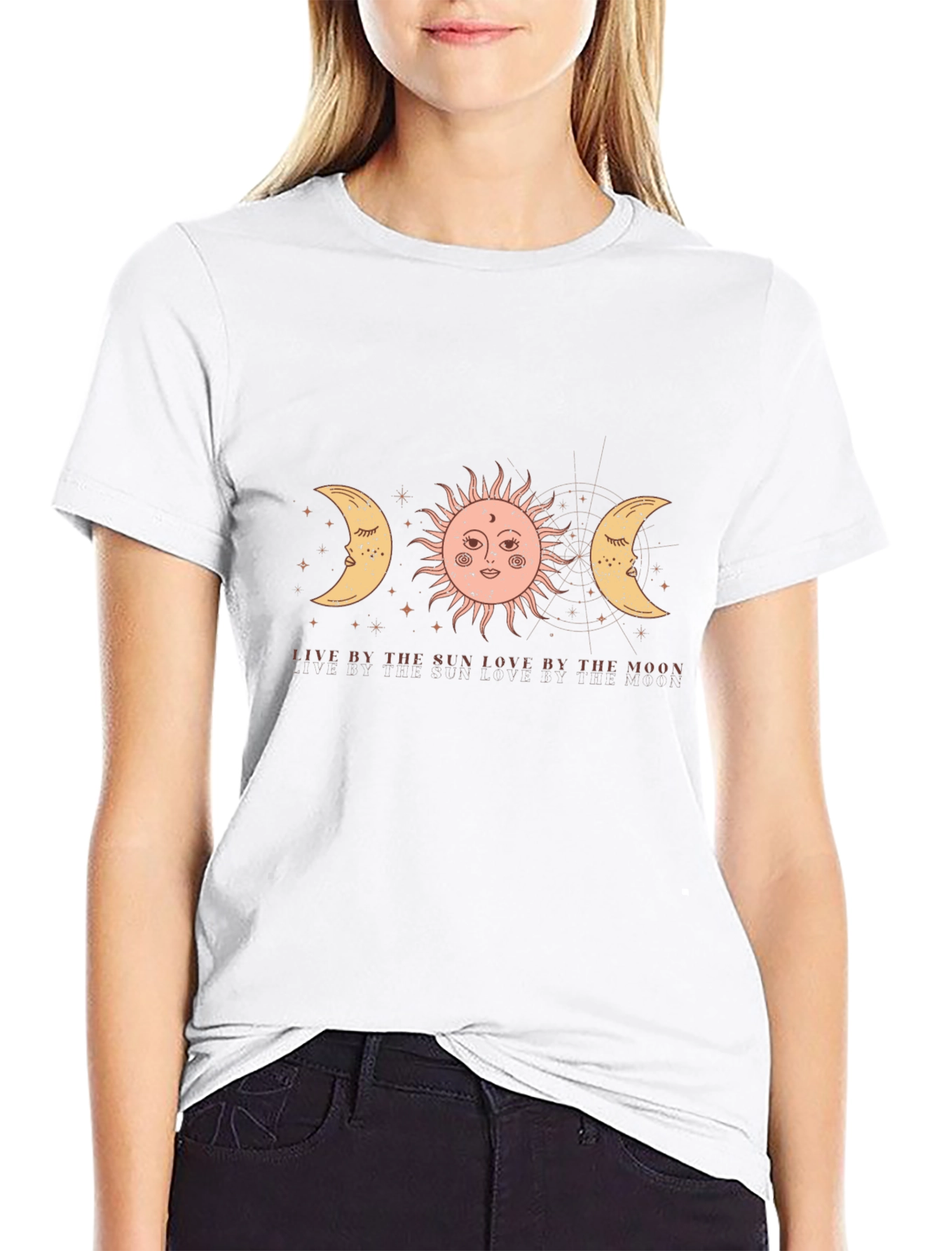 Celestial Sun & Moon Graphic T-Shirt - Black