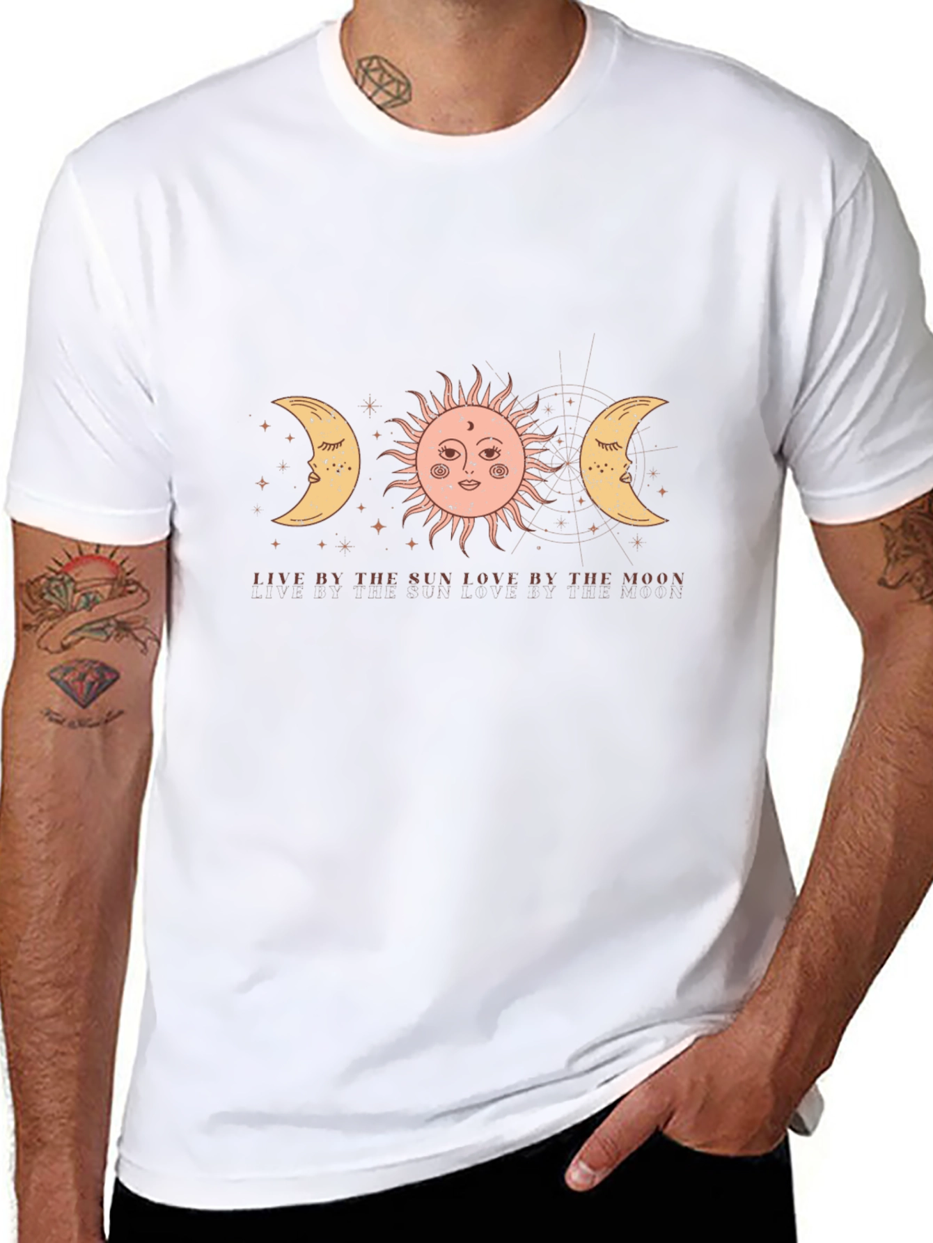 Celestial Sun & Moon Graphic T-Shirt - Black