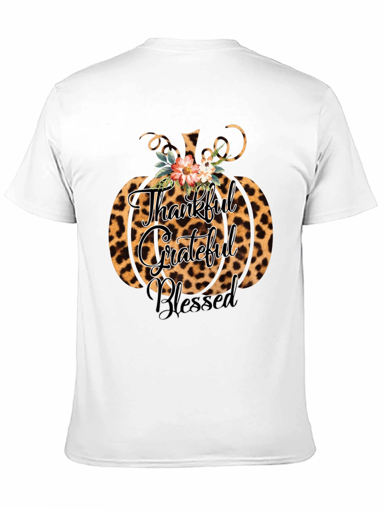 Thankful Grateful Blessed Leopard Pumpkin T-Shirt
