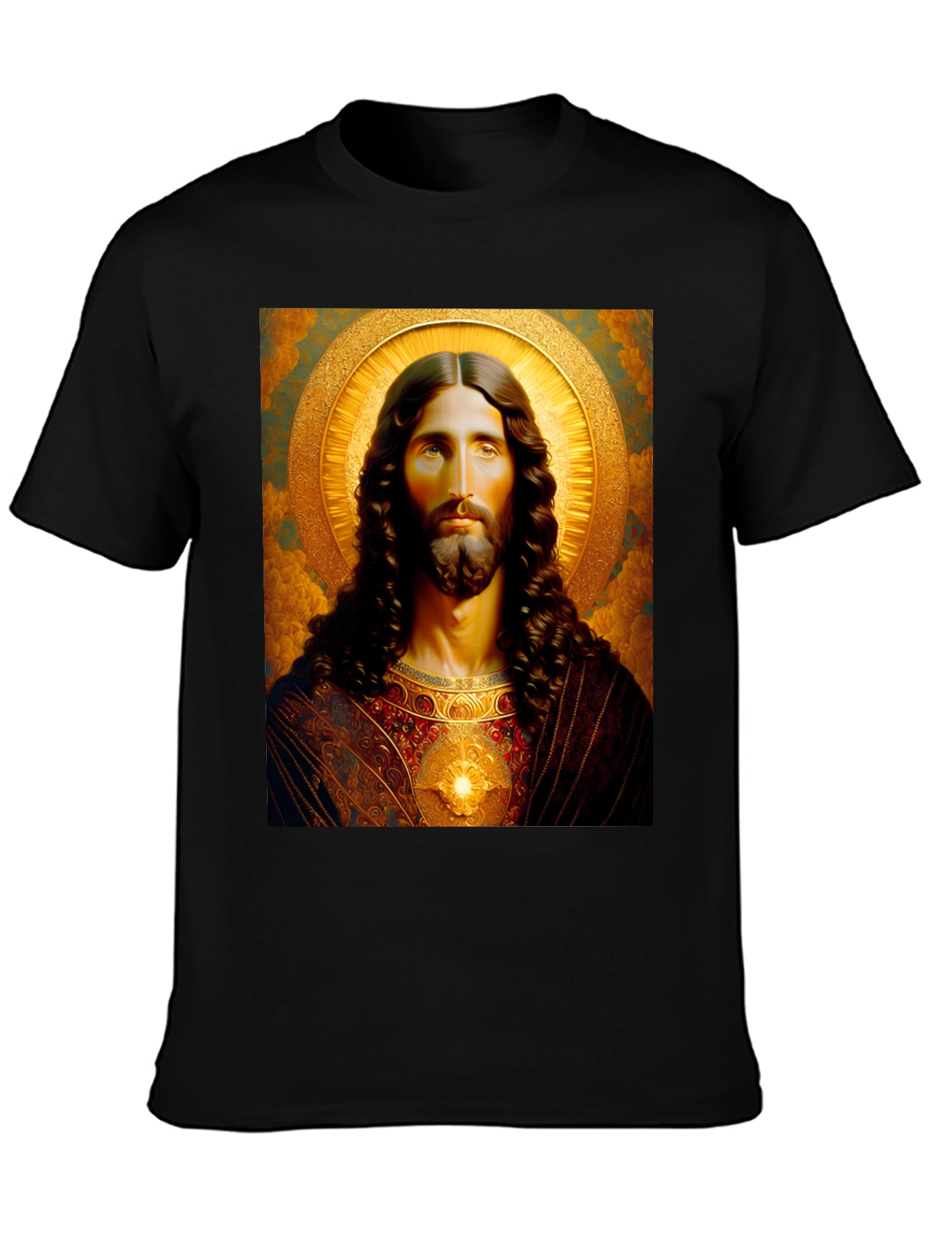 Jesus Christ Portrait Graphic T-Shirt - Black