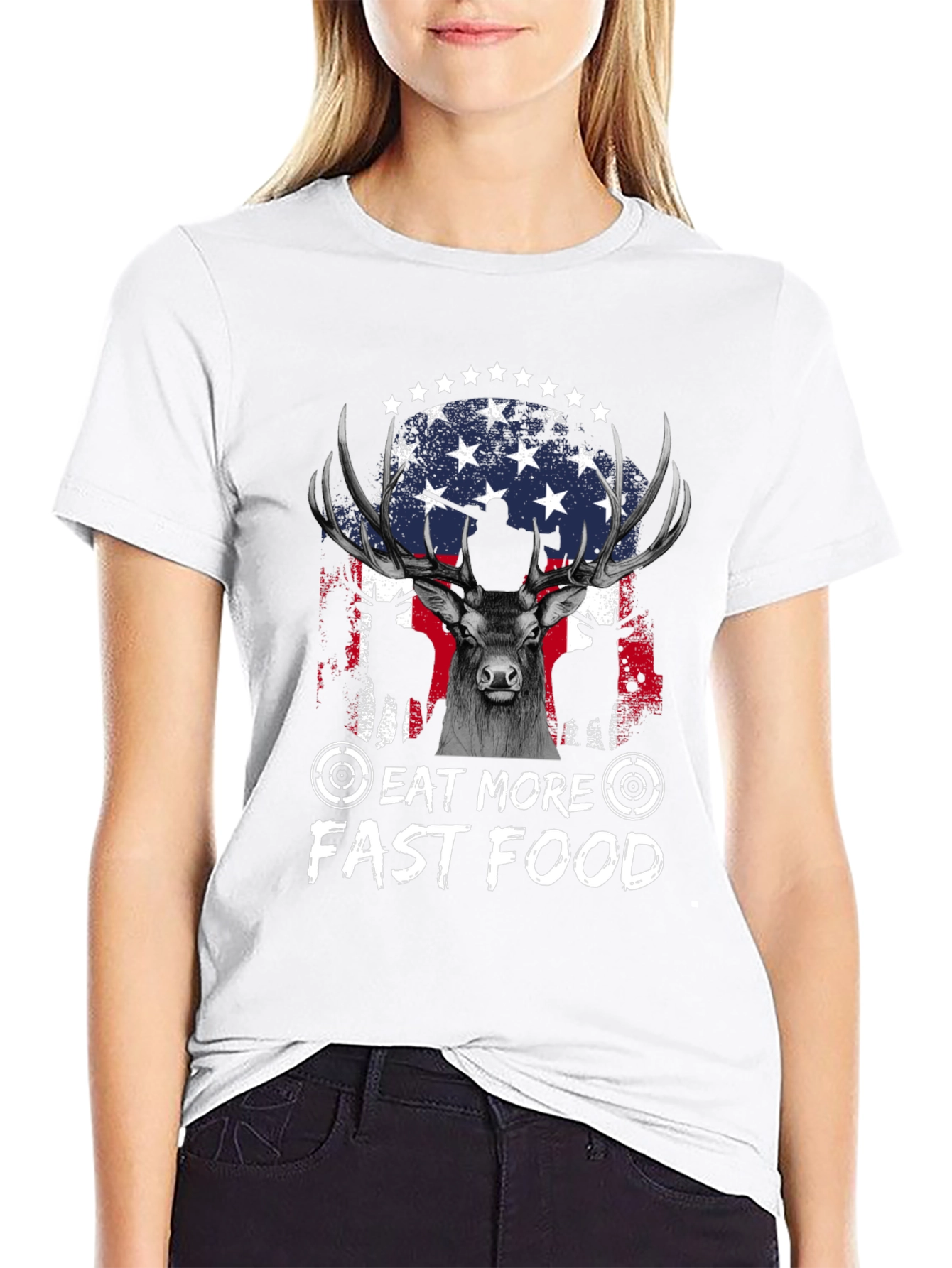 Eat More Fast Food Deer Graphic Tee