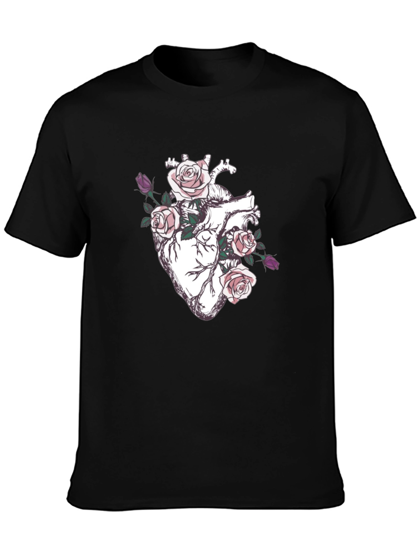 Floral Heart Graphic T-Shirt - Anatomical Rose Art