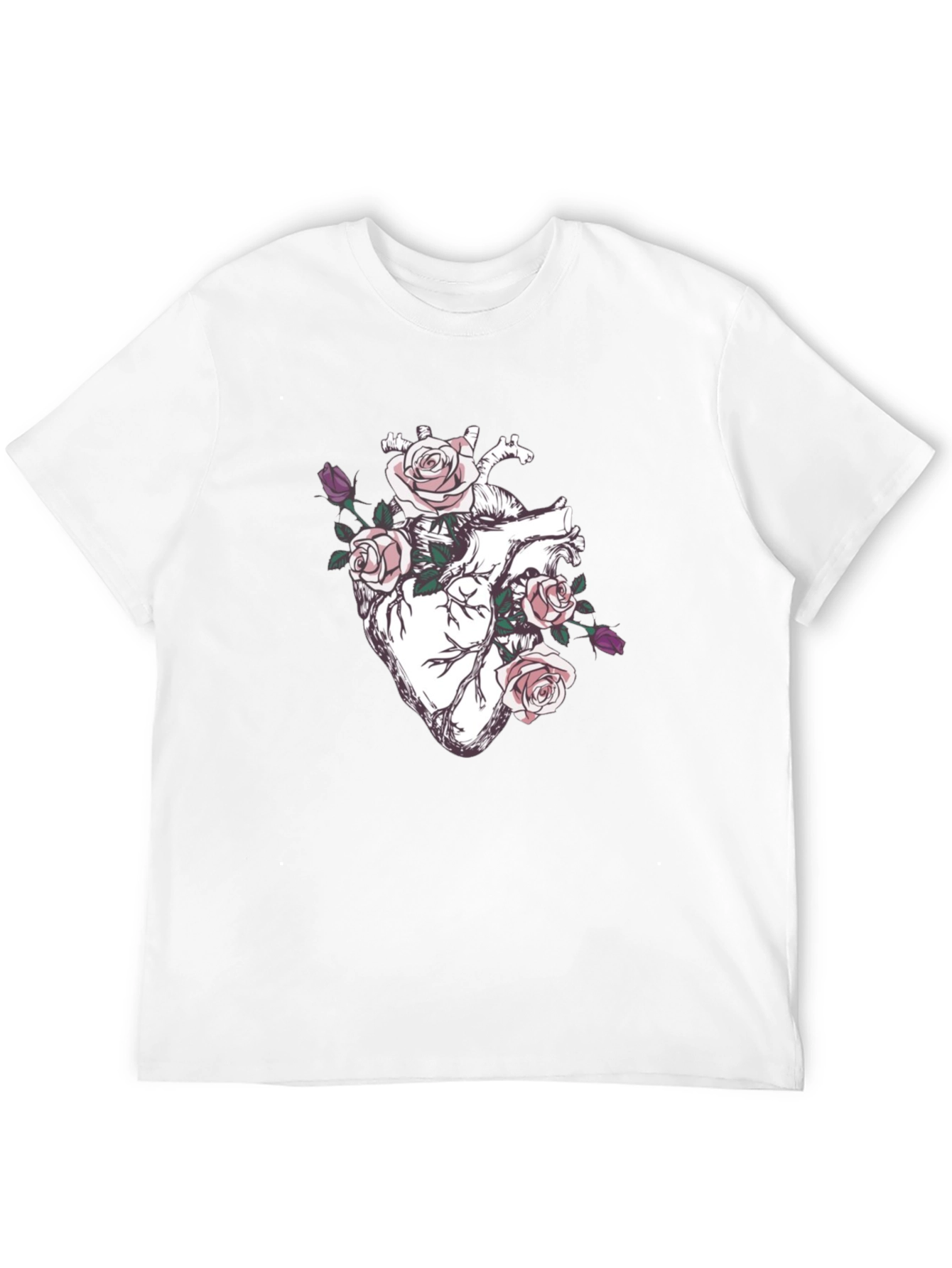 Floral Heart Graphic T-Shirt - Anatomical Rose Art