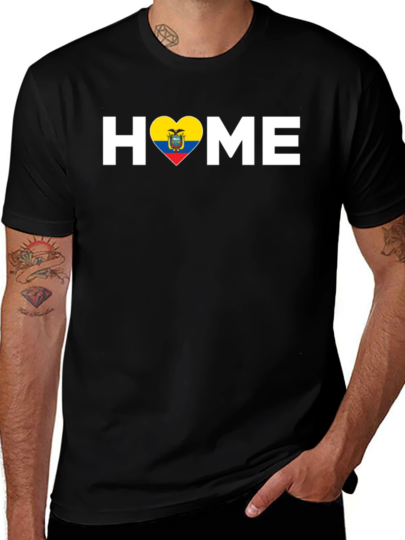Ecuador Home T-Shirt - Flag Heart Graphic Tee