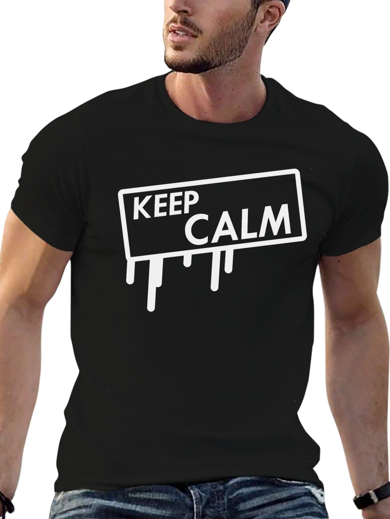 Keep Calm Drip Graphic Tee - Black Cotton