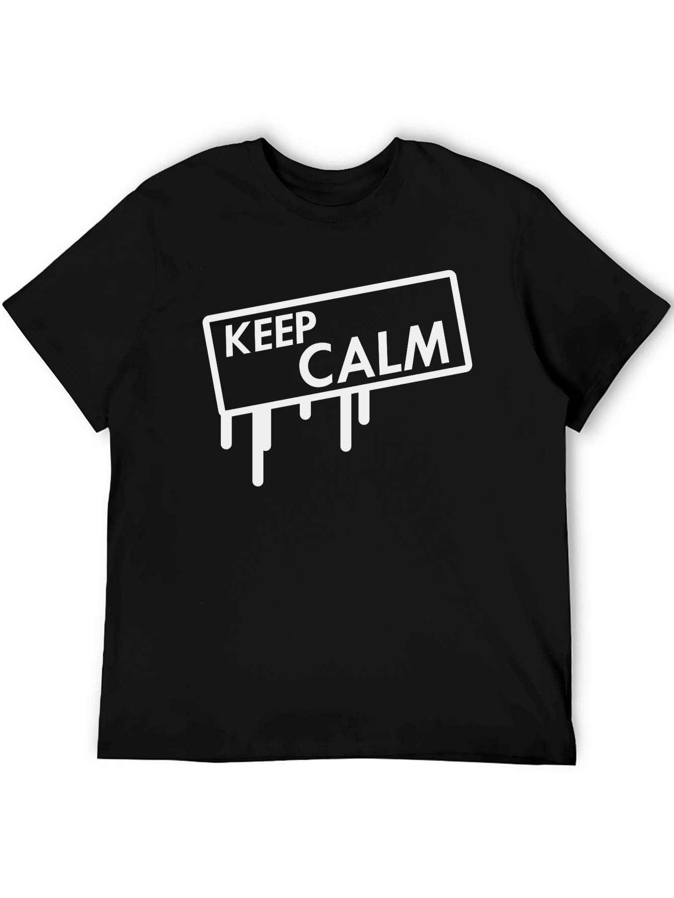 Keep Calm Drip Graphic Tee - Black Cotton