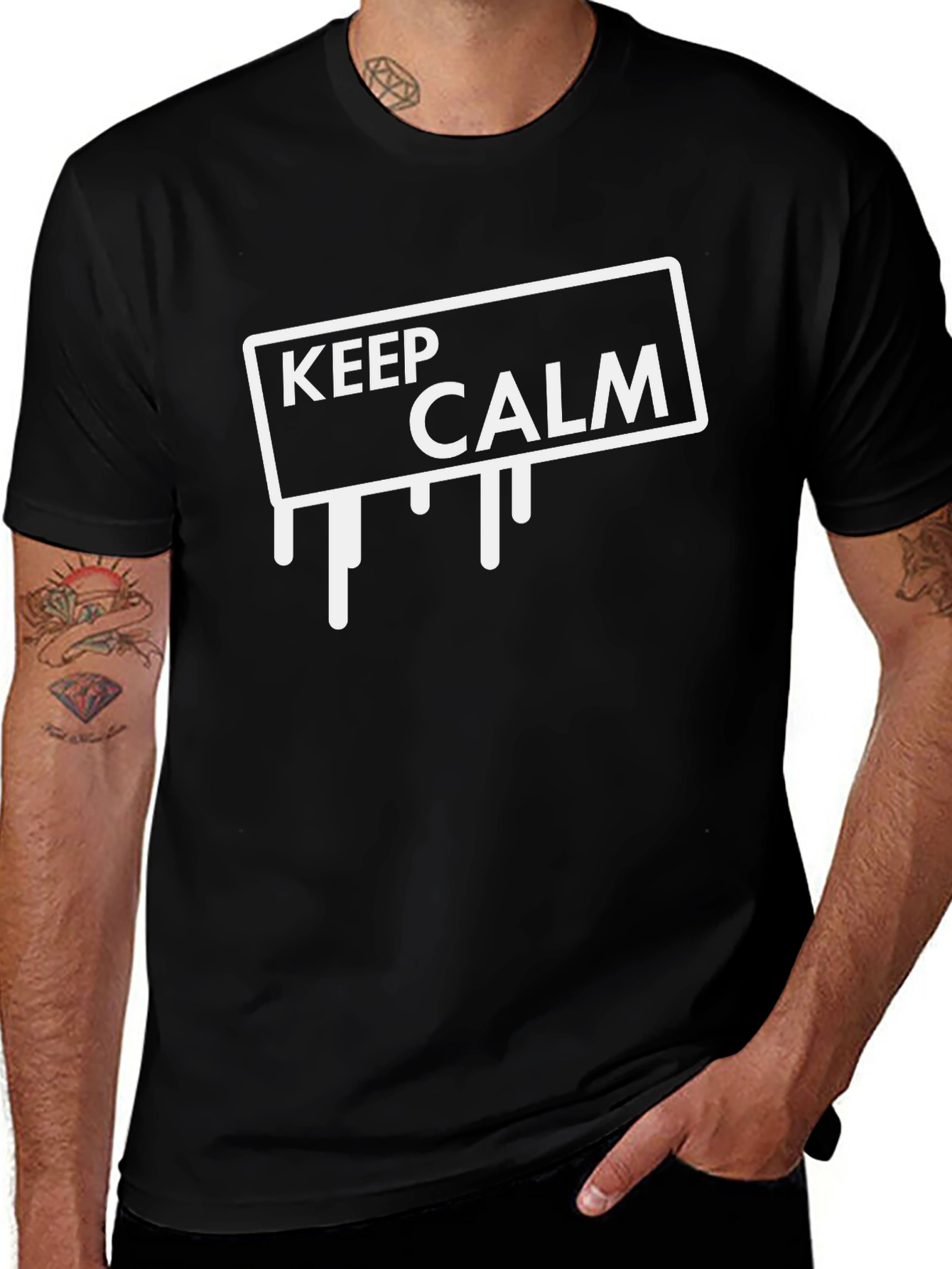 Keep Calm Drip Graphic Tee - Black Cotton