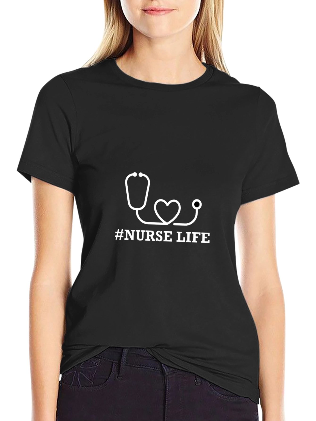 Nurse Life Black T-Shirt - Stethoscope Graphic Tee