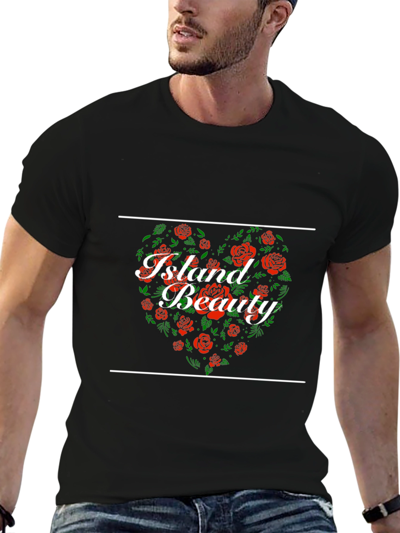 Island Beauty Floral Heart Graphic Tee