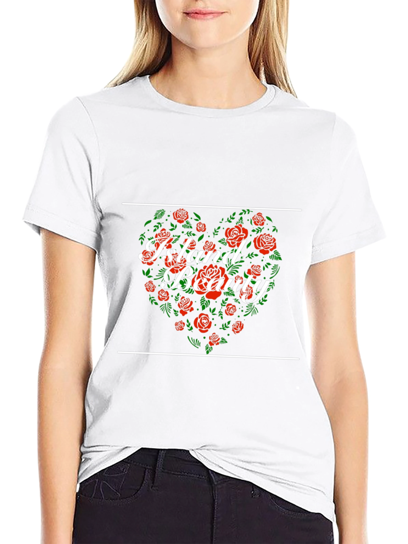 Island Beauty Floral Heart Graphic Tee