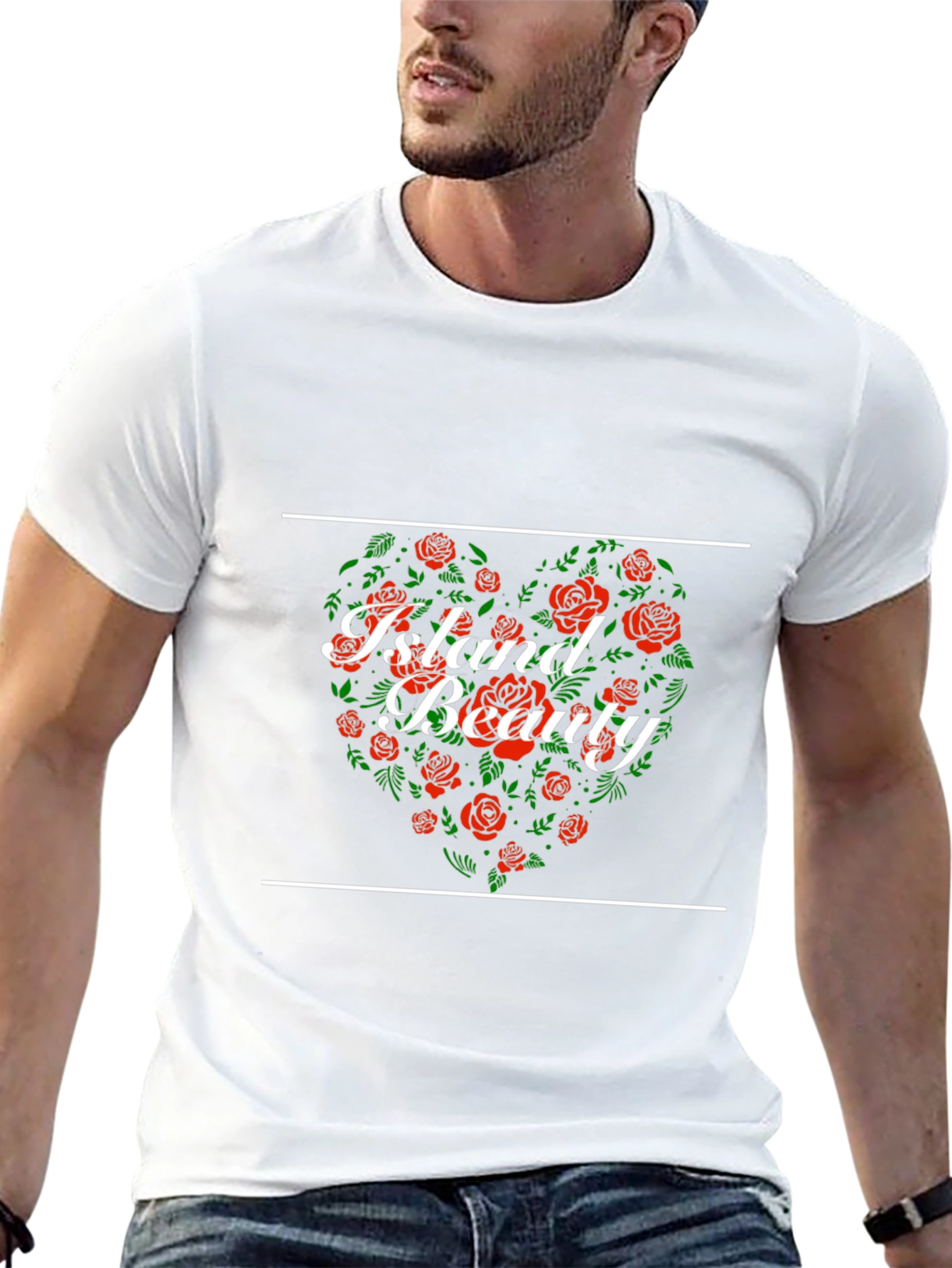 Island Beauty Floral Heart Graphic Tee