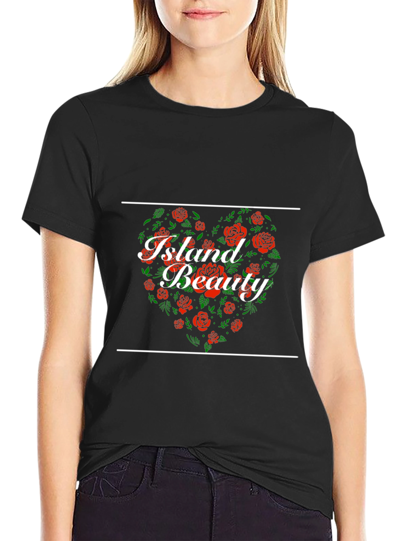 Island Beauty Floral Heart Graphic Tee