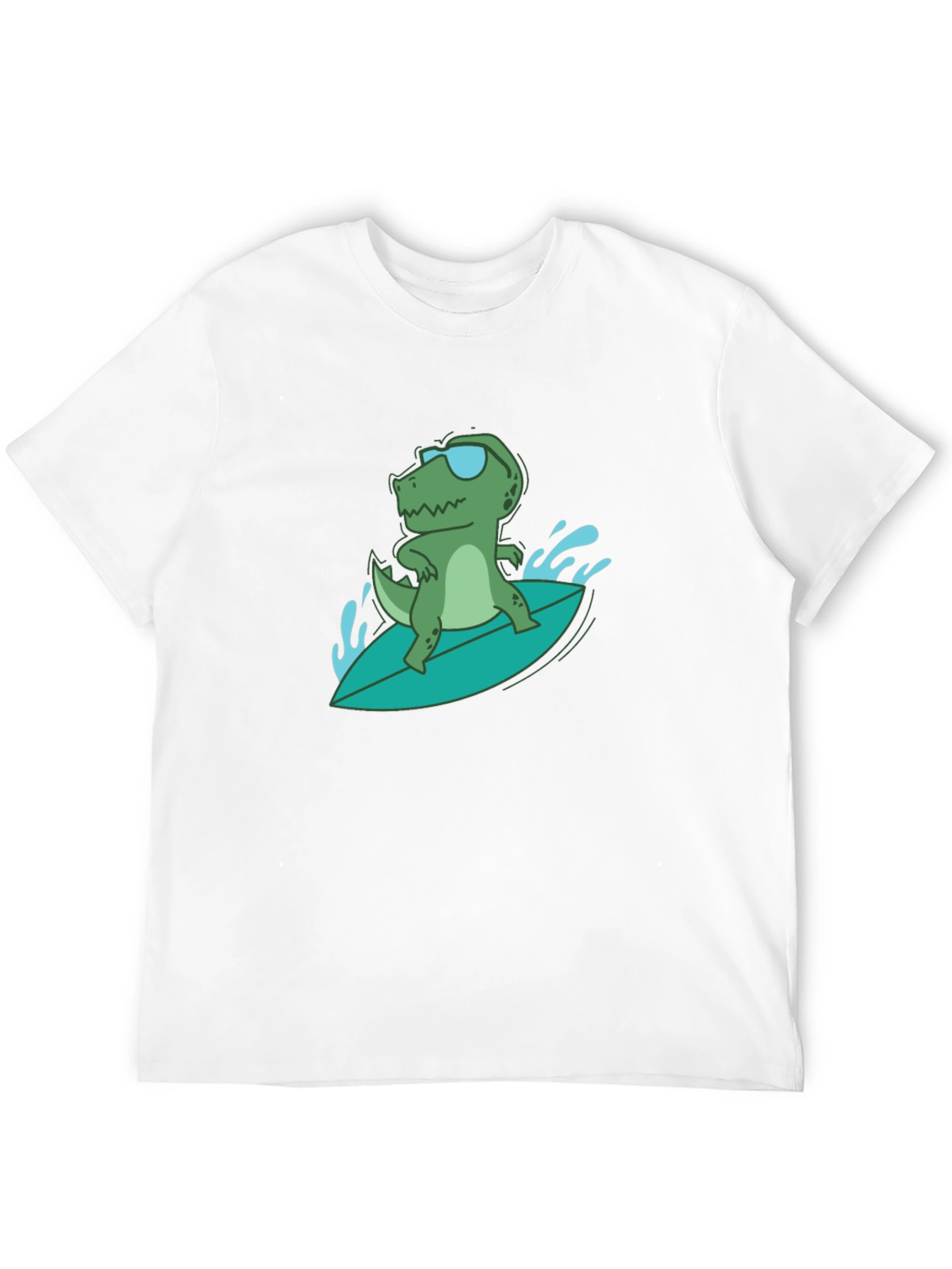 Surfing Dino Tee - Cool Reptile in Shades