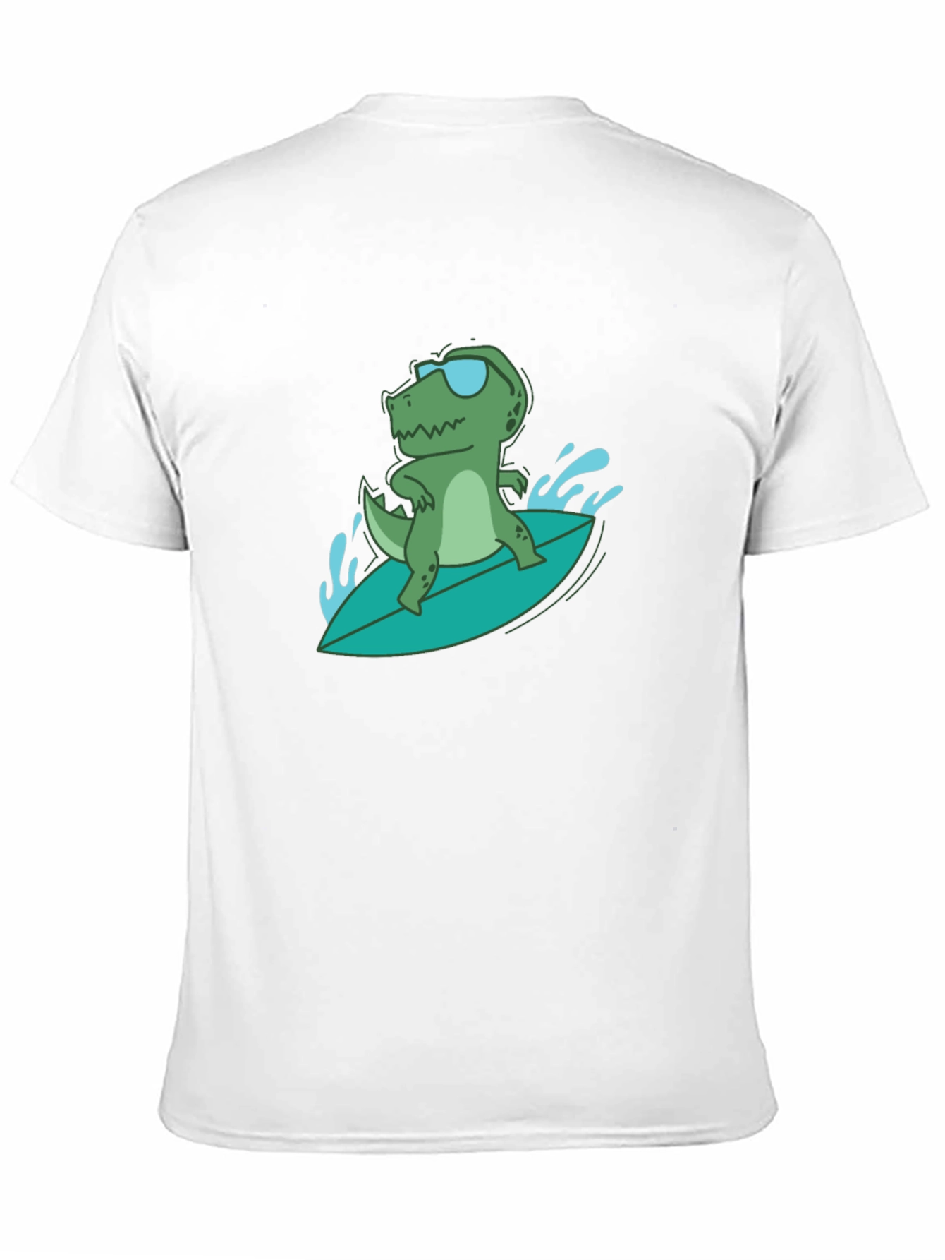 Surfing Dino Tee - Cool Reptile in Shades