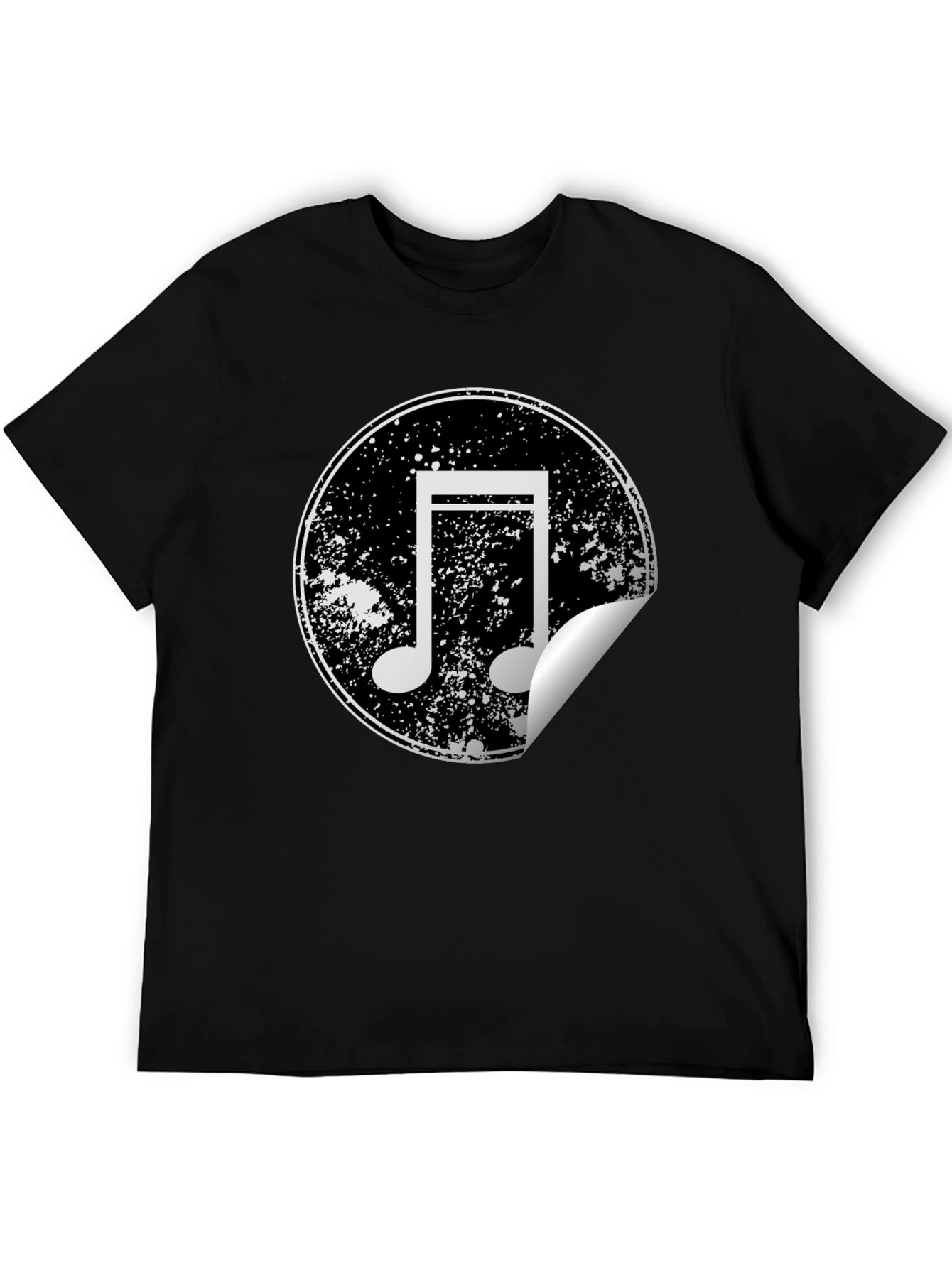 Musical Note Graphic Tee - Distressed Circle Design