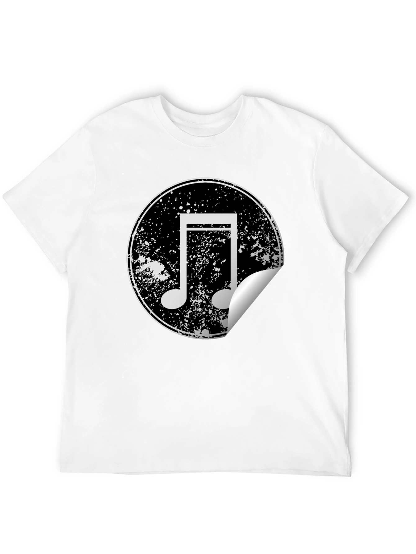 Musical Note Graphic Tee - Distressed Circle Design
