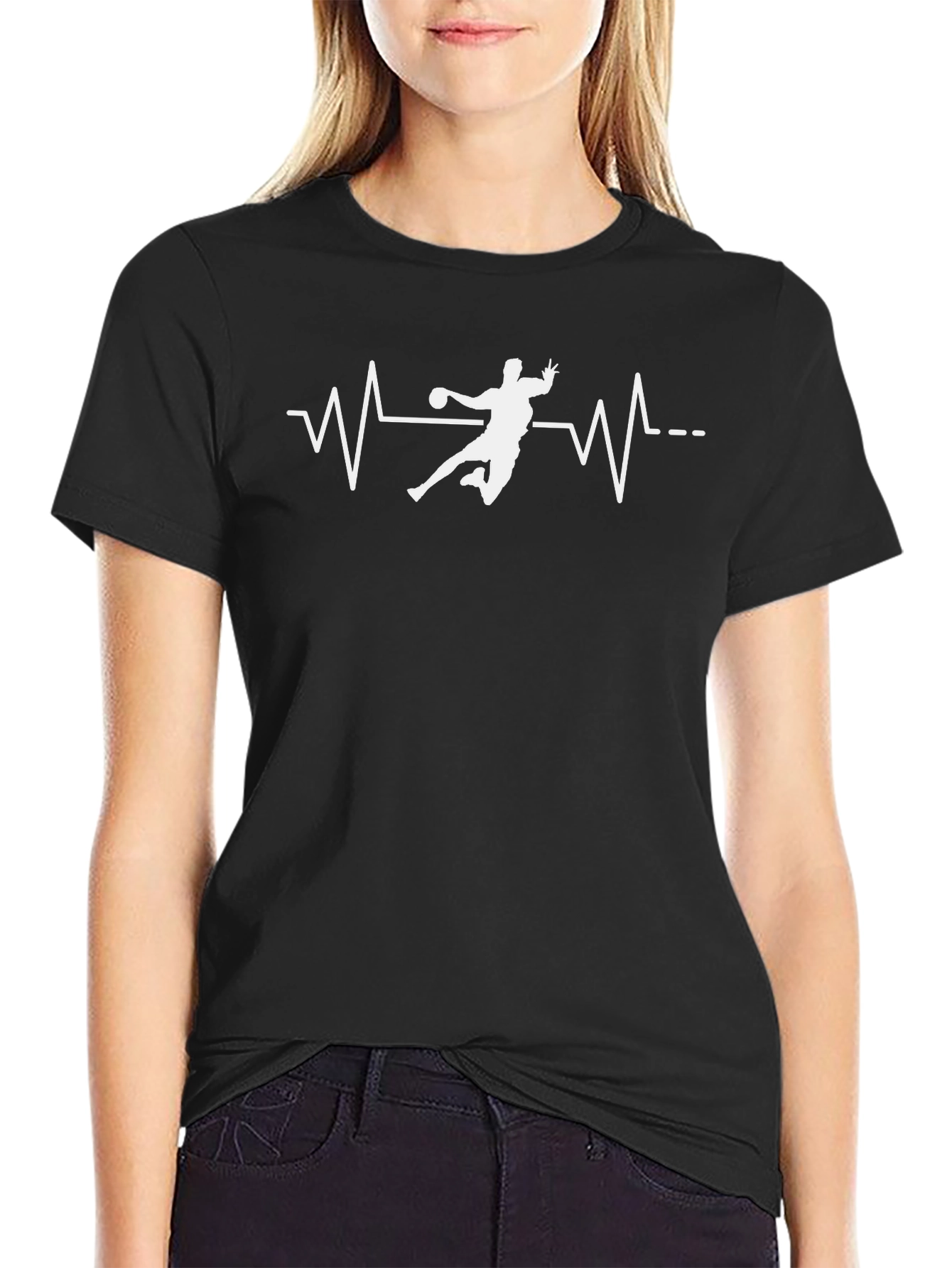 Handball Heartbeat Black T-Shirt