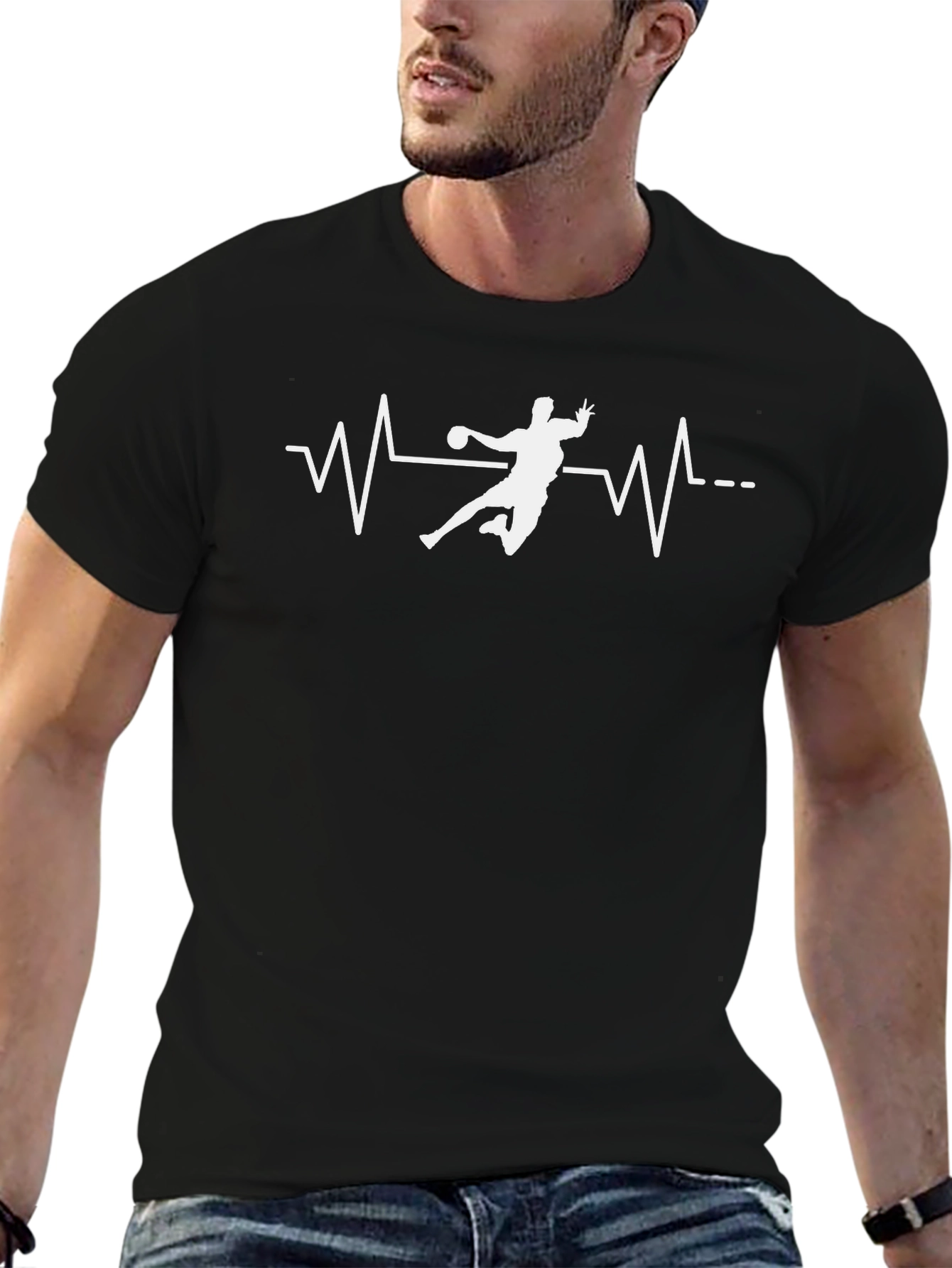 Handball Heartbeat Black T-Shirt