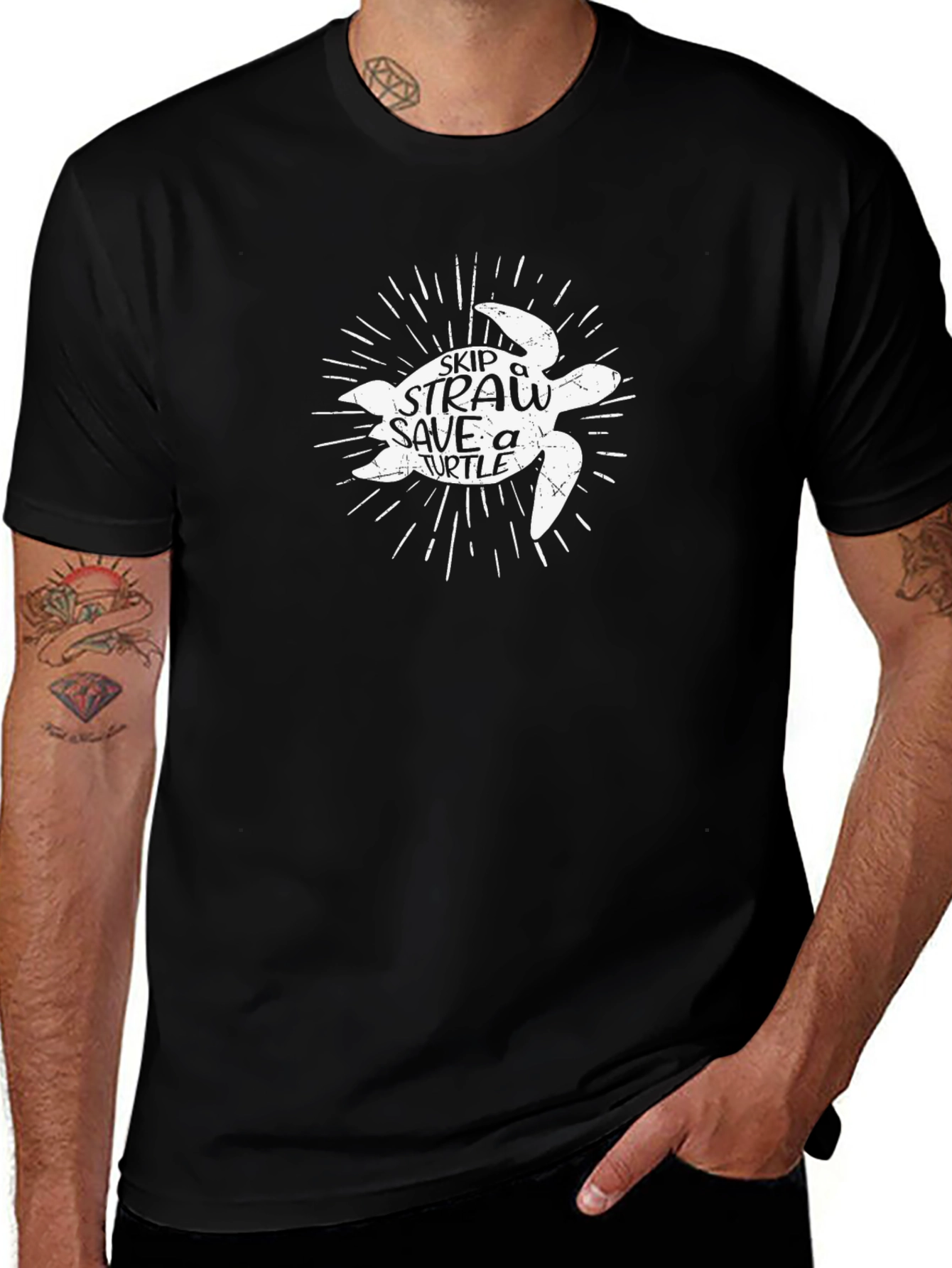 Skip Straw Save a Turtle Graphic T-Shirt
