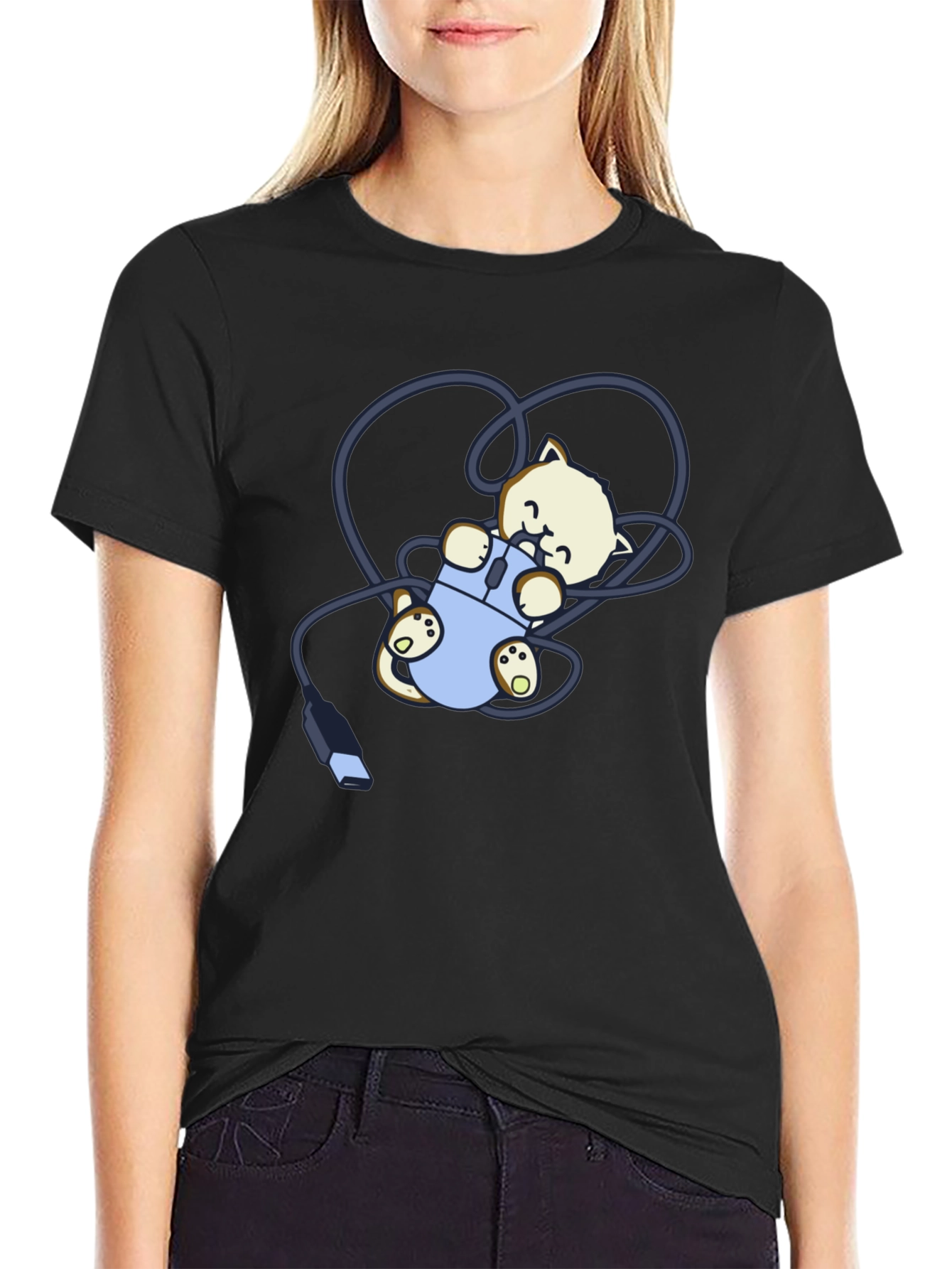 Cute Kitten Computer Mouse T-Shirt