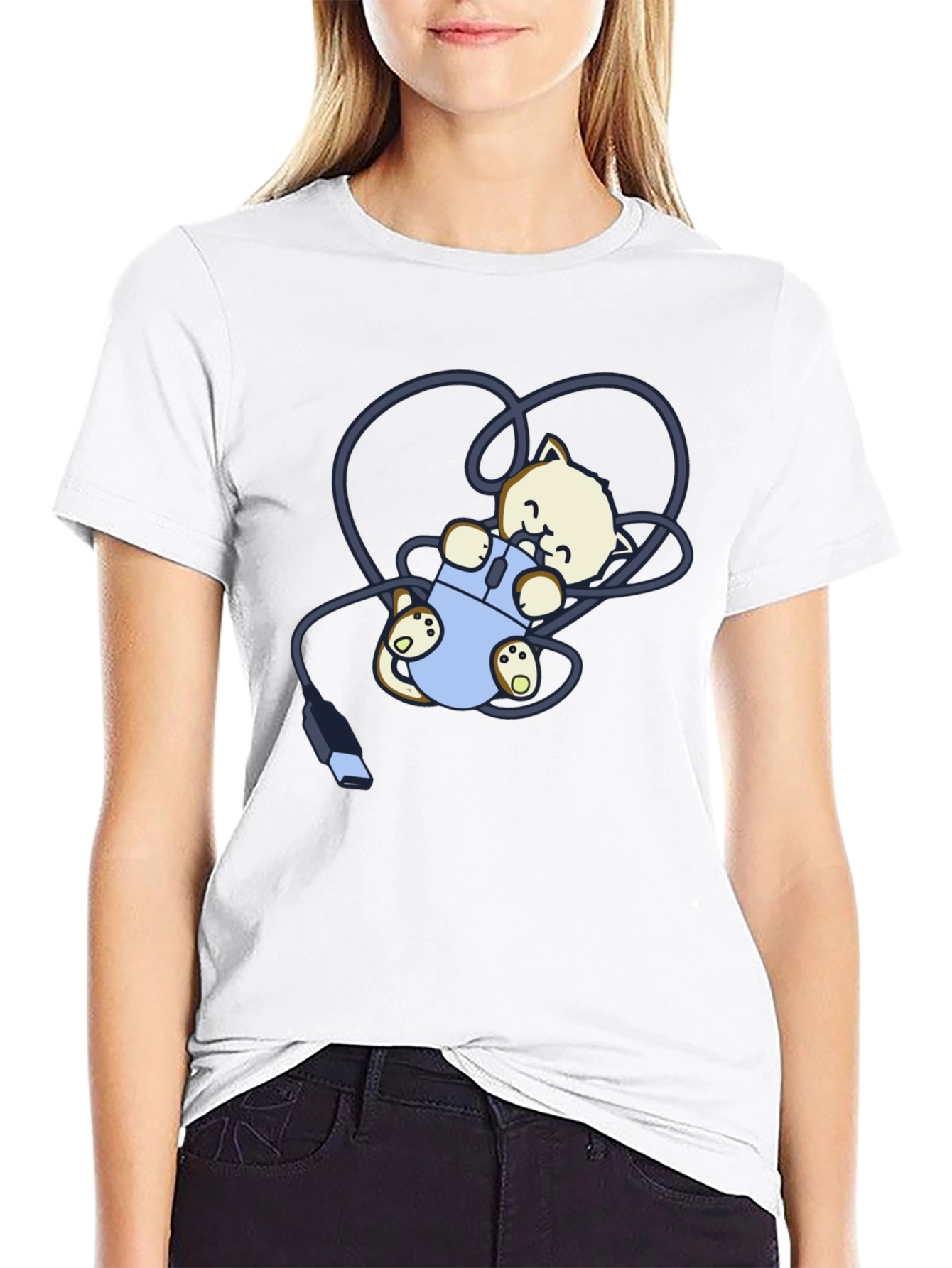 Cute Kitten Computer Mouse T-Shirt