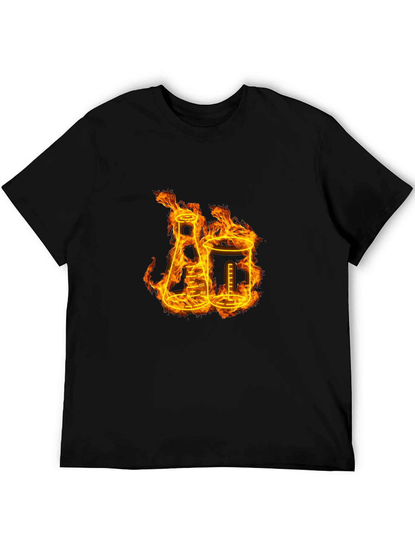 Flaming Chemistry Beaker Graphic T-Shirt