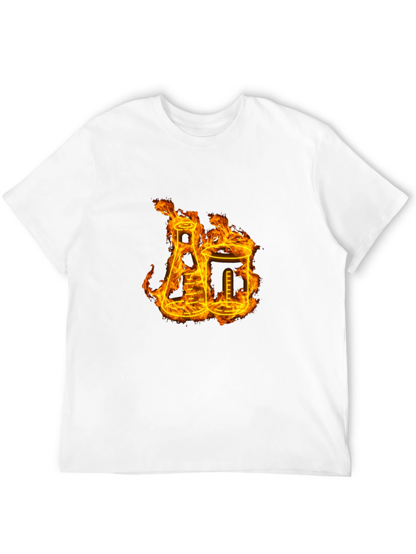 Flaming Chemistry Beaker Graphic T-Shirt