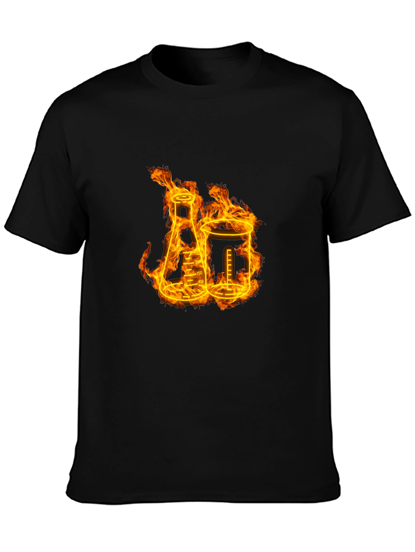Flaming Chemistry Beaker Graphic T-Shirt