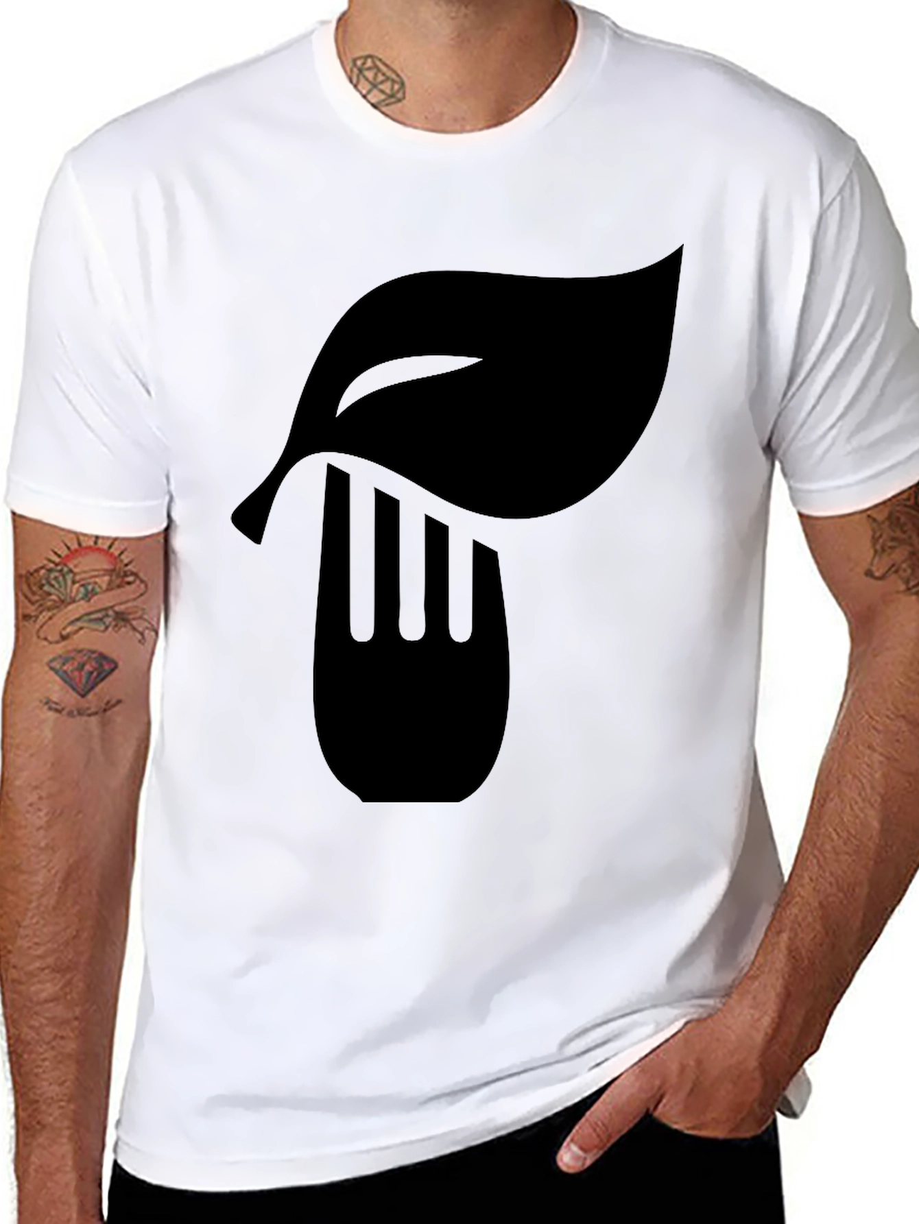 Leaf & Fork Graphic Black T-Shirt