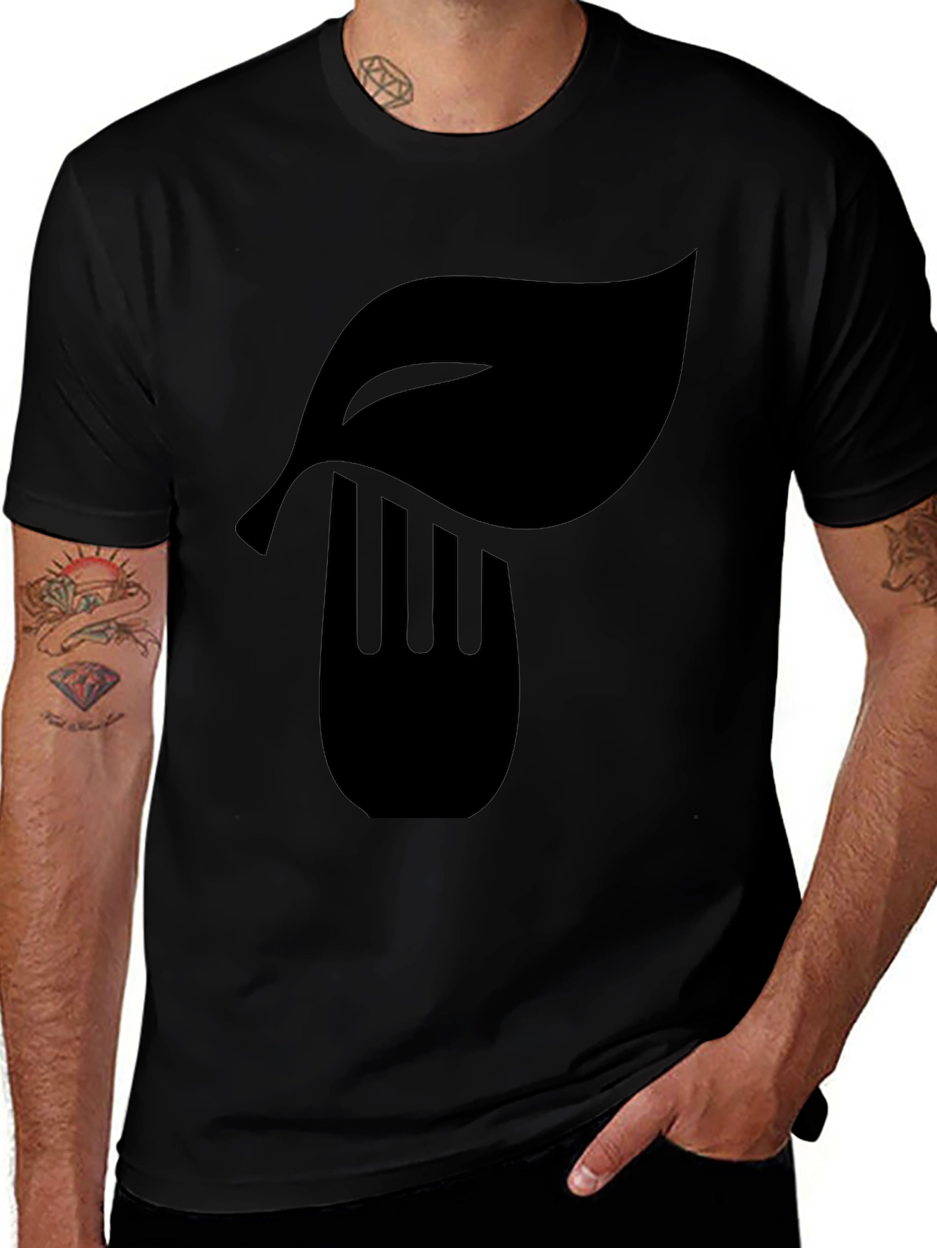 Leaf & Fork Graphic Black T-Shirt