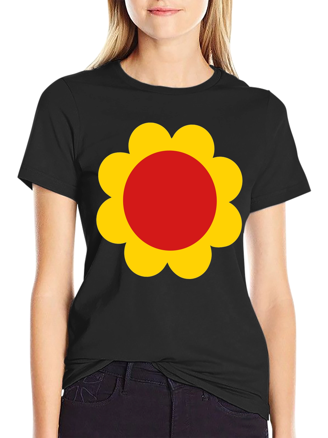 Retro Flower Power Black T-Shirt