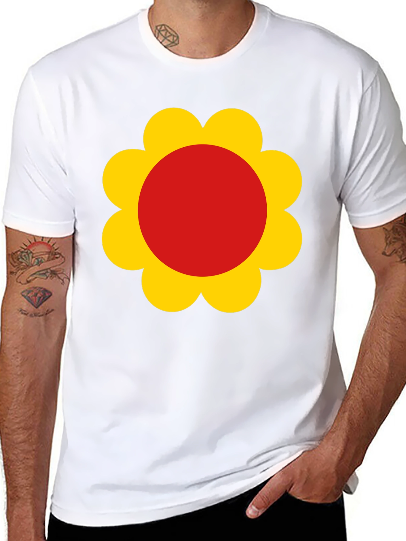 Retro Flower Power Black T-Shirt