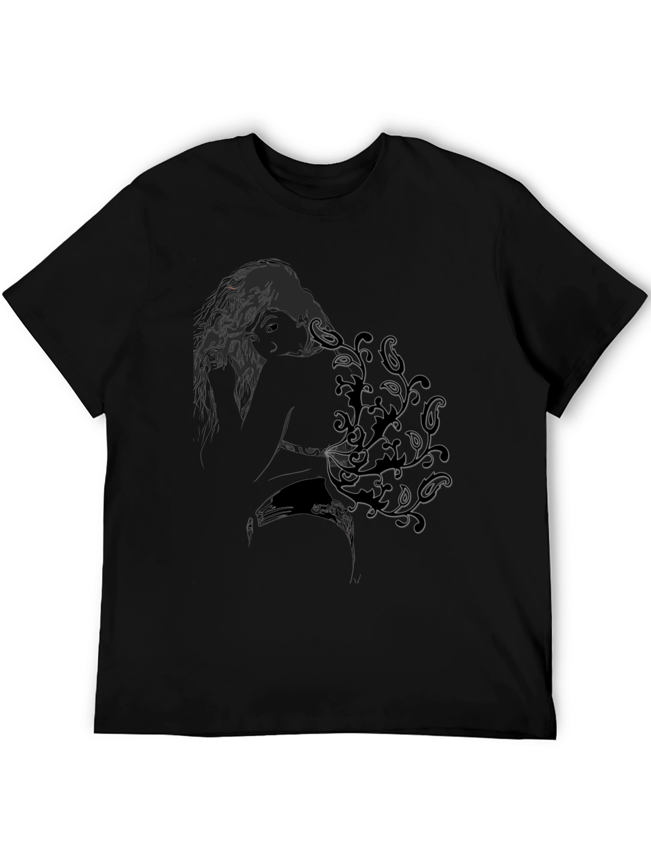 Abstract Woman Print Black Tee