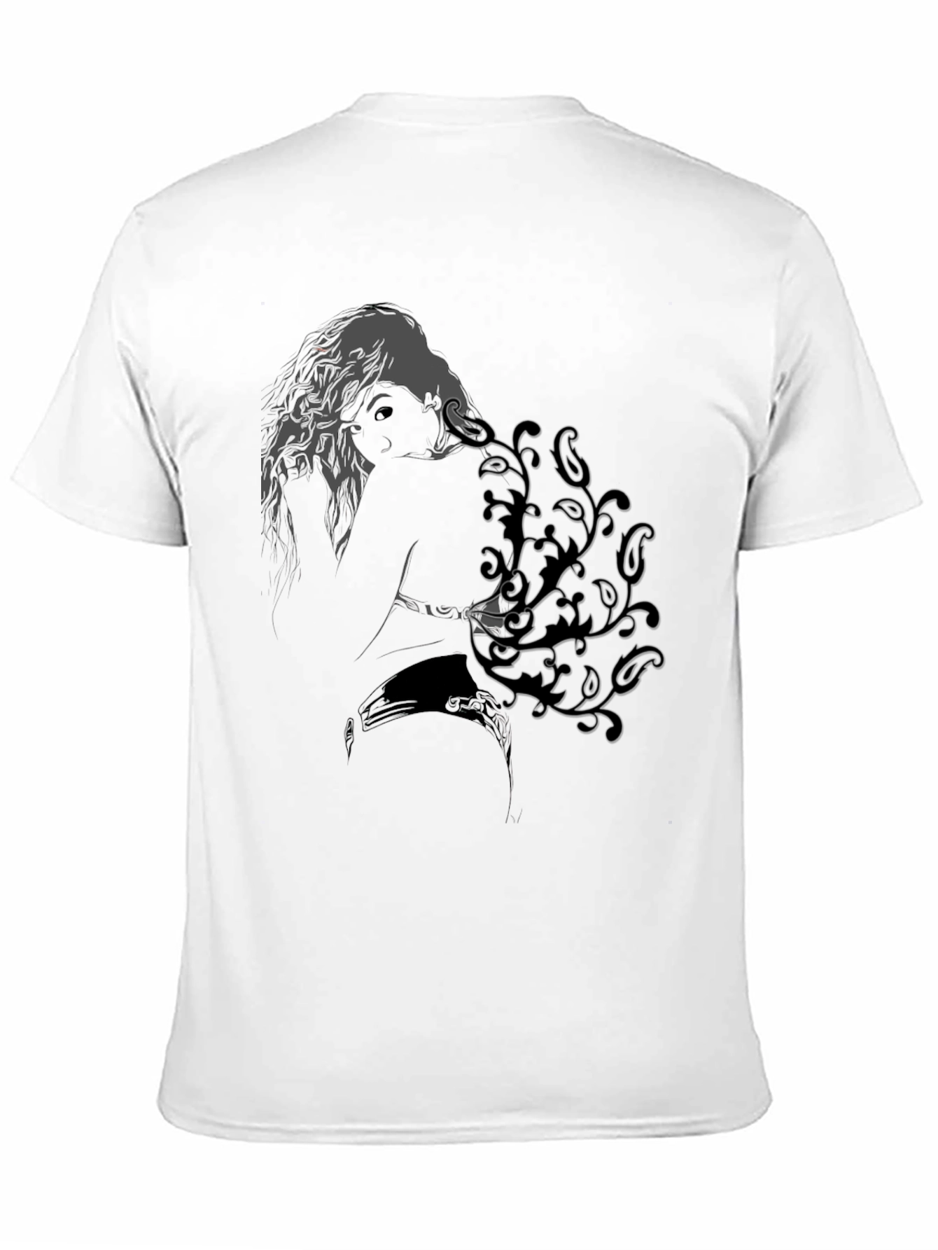 Abstract Woman Print Black Tee