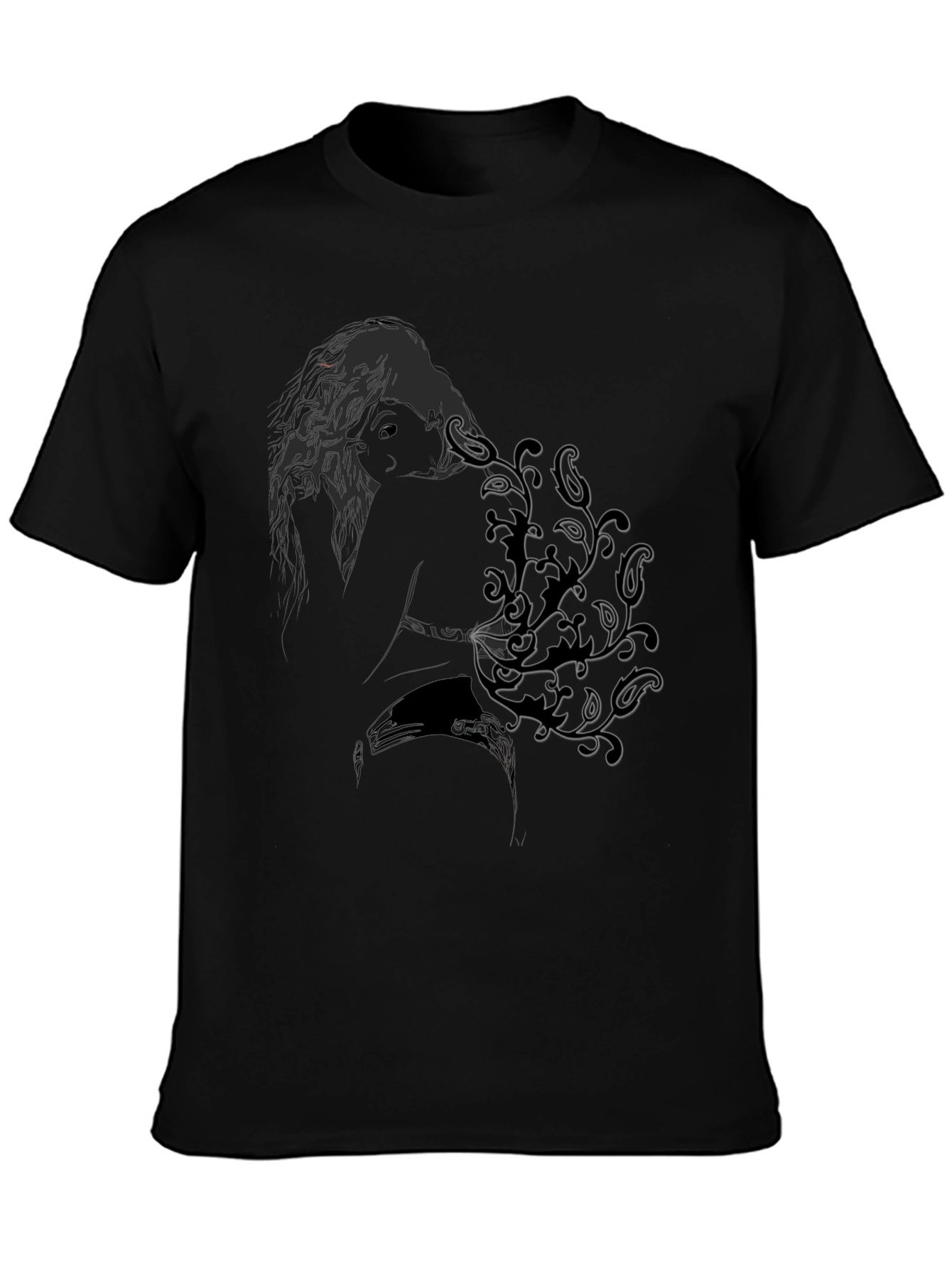 Abstract Woman Print Black Tee