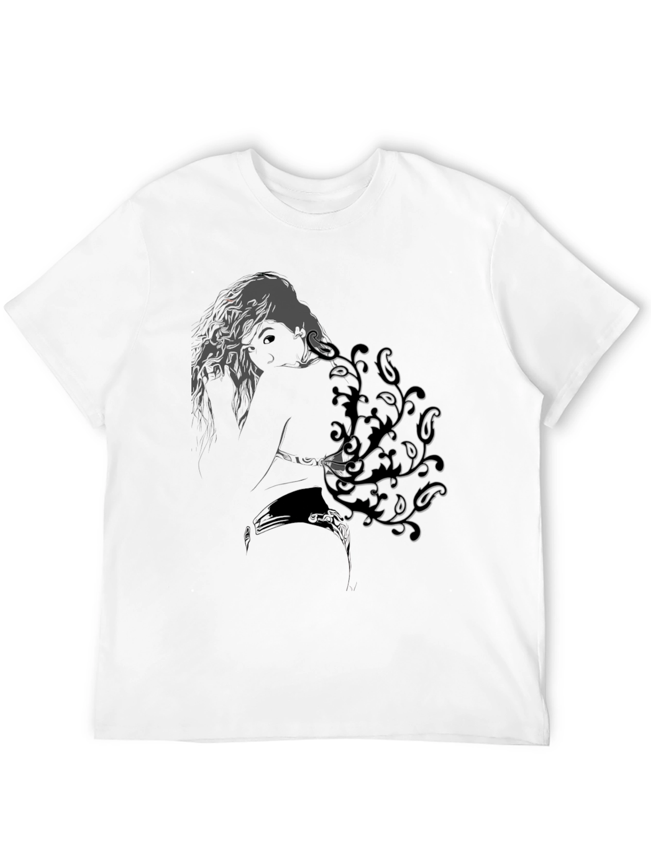 Abstract Woman Print Black Tee