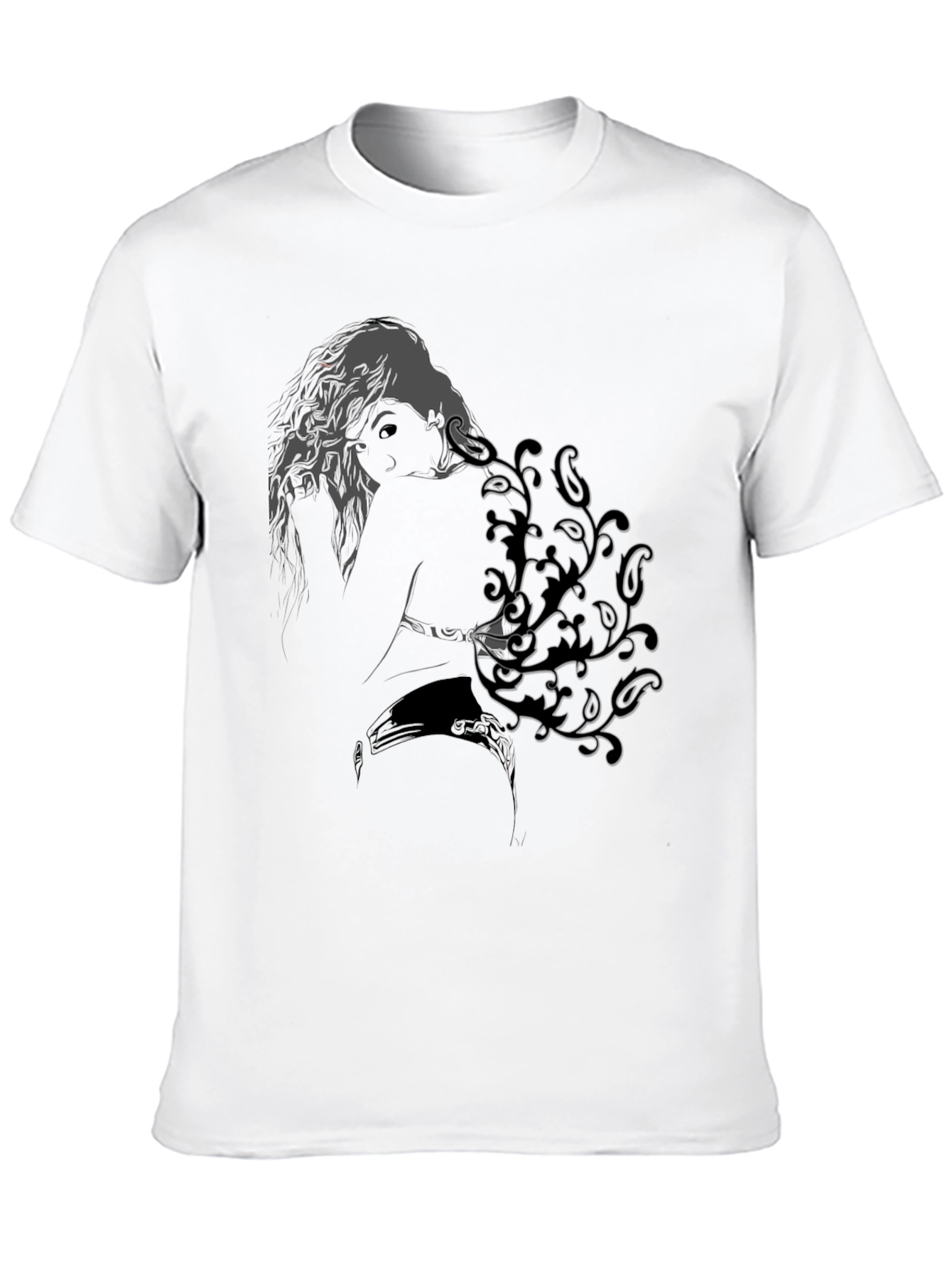 Abstract Woman Print Black Tee