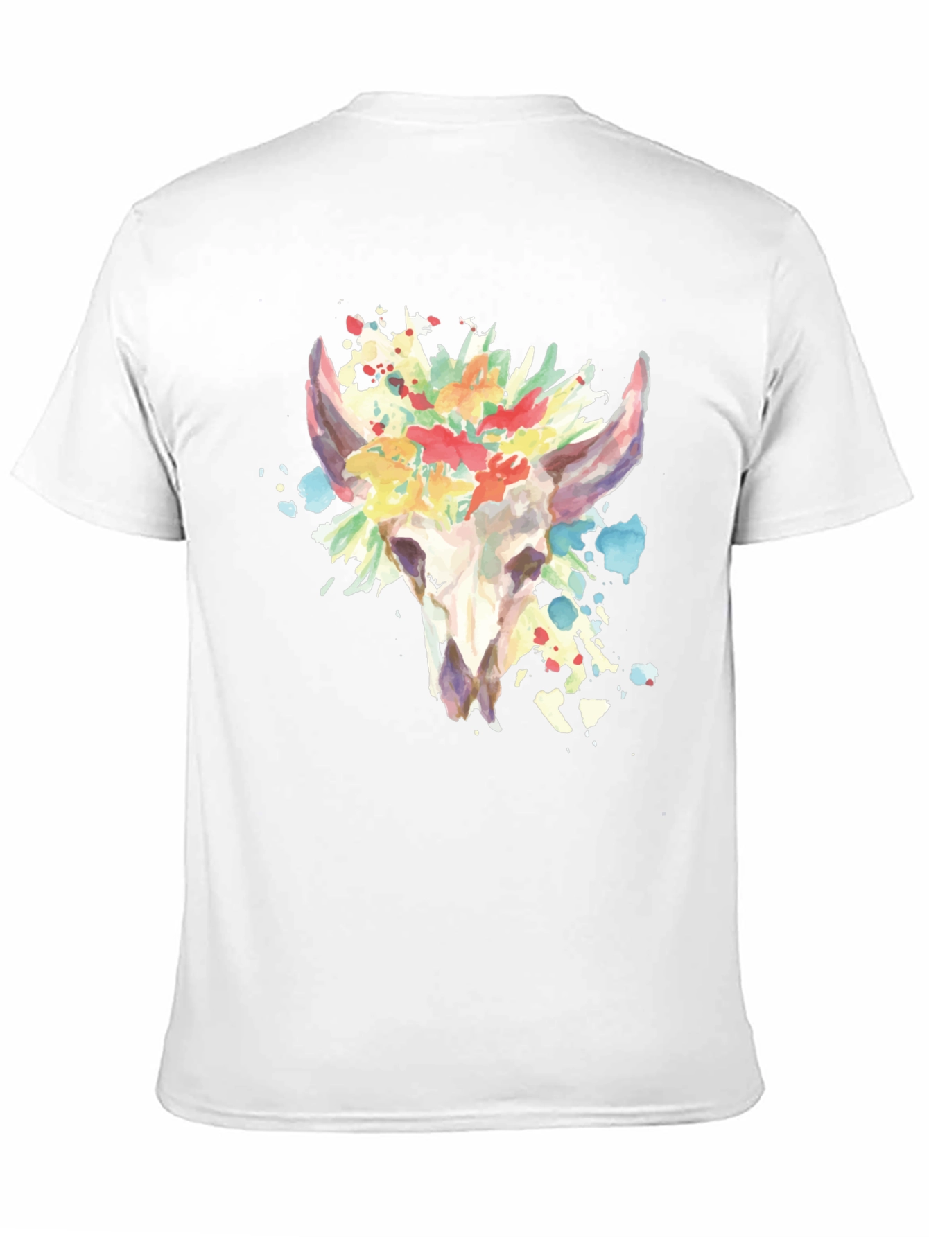 Floral Skull Graphic Tee - Mens Black T-Shirt