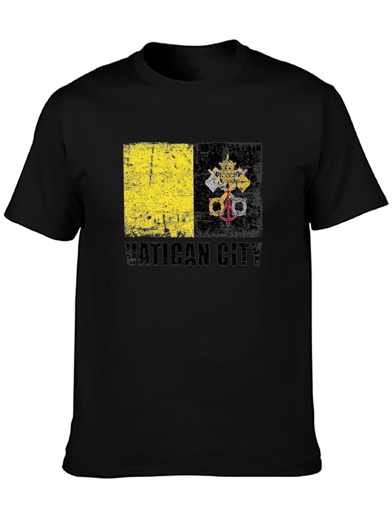 Vatican City Flag Graphic Tee - Black