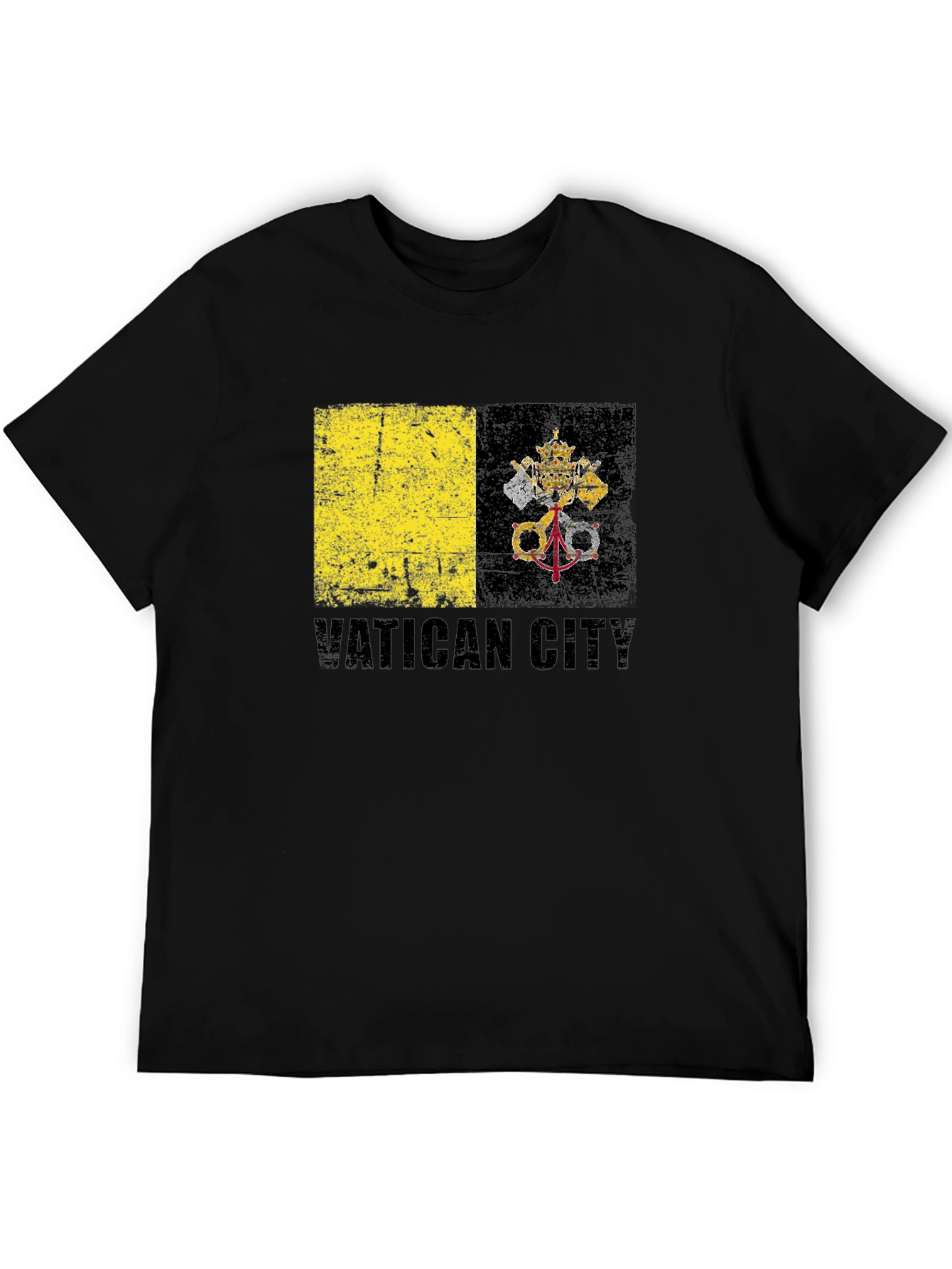 Vatican City Flag Graphic Tee - Black