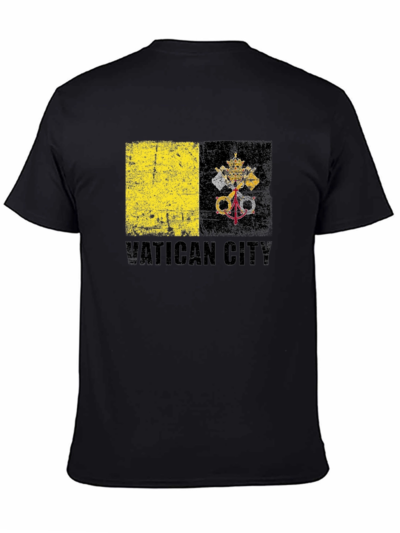 Vatican City Flag Graphic Tee - Black