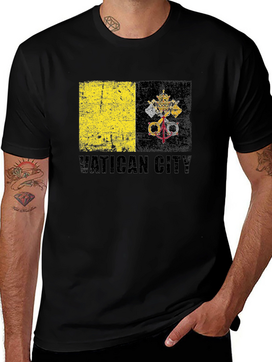 Vatican City Flag Graphic Tee - Black