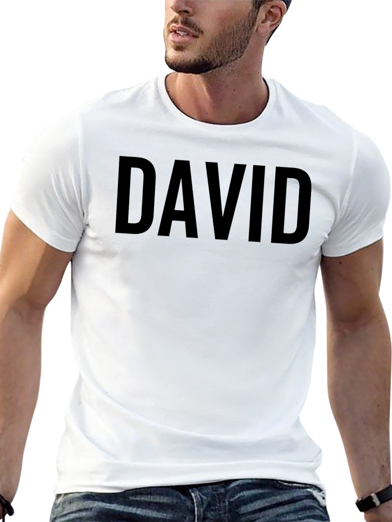 Personalized DAVID Text Black T-Shirt