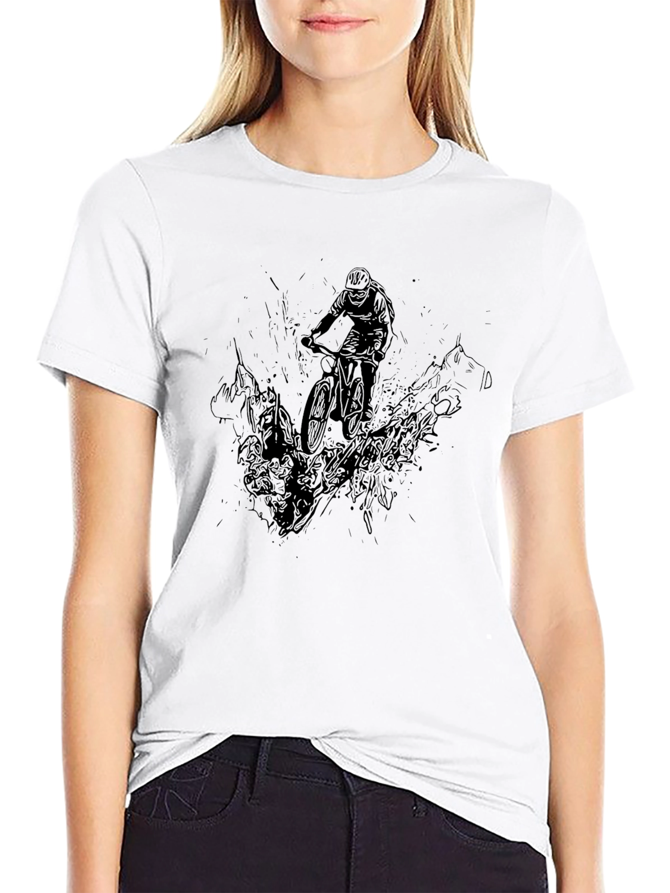 Mens Black Mountain Bike Graphic T-Shirt