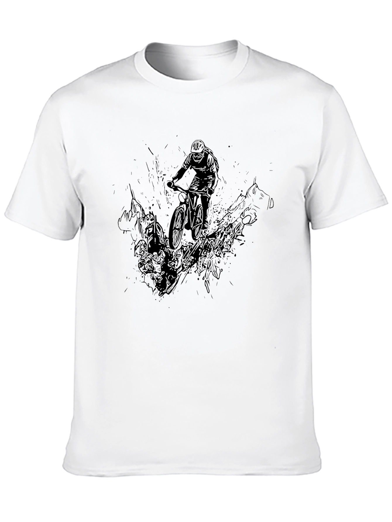Mens Black Mountain Bike Graphic T-Shirt